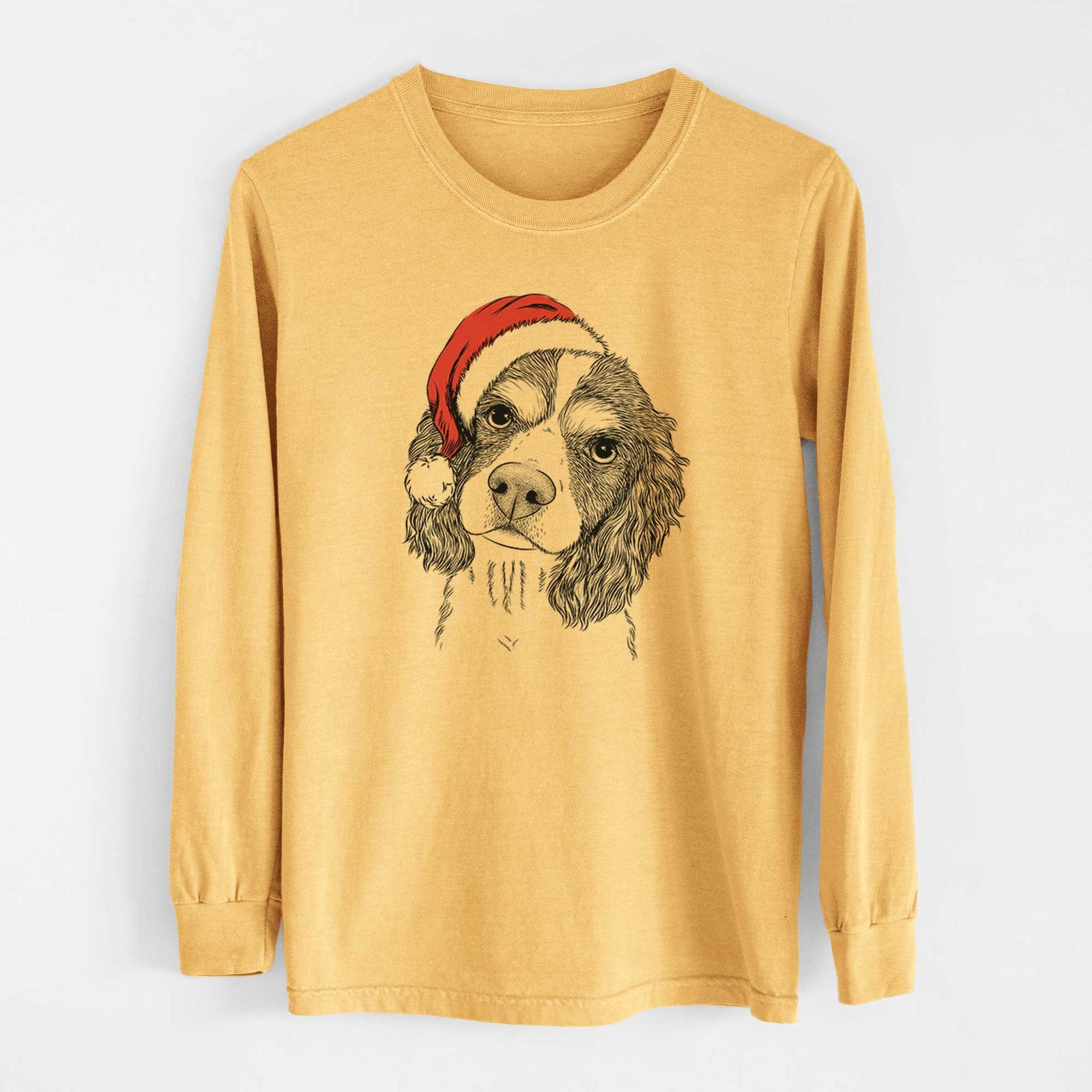 Santa Truman the Cavalier King Charles Spaniel - Heavyweight 100% Cotton Long Sleeve