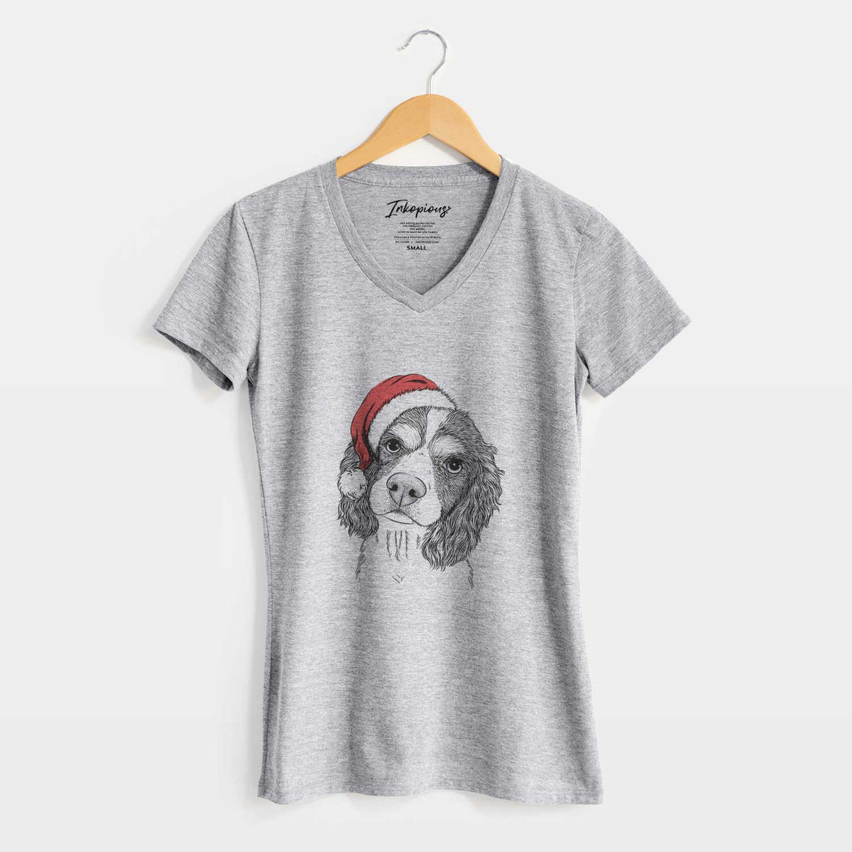 Santa Truman the Cavalier King Charles Spaniel - Women's V-neck Shirt