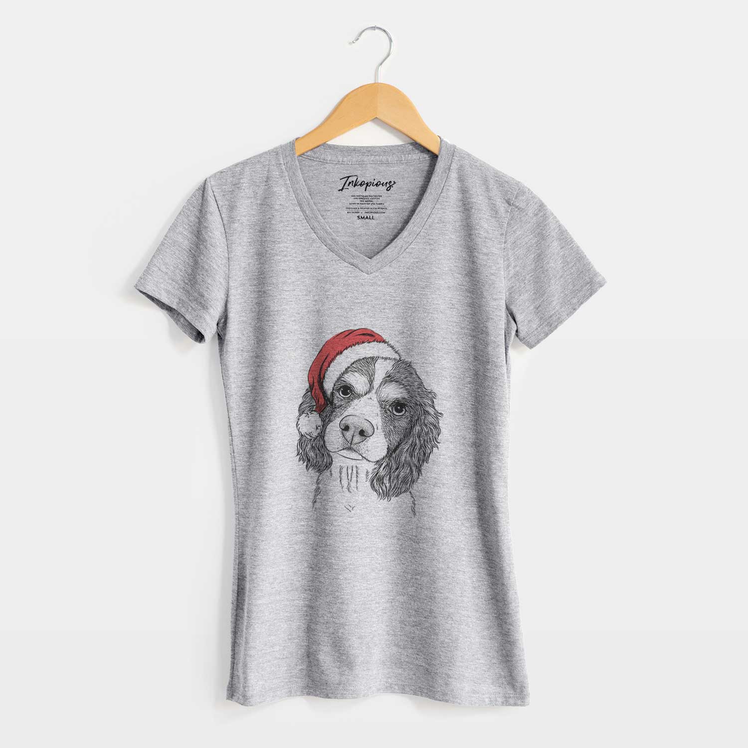 Santa Truman the Cavalier King Charles Spaniel - Women's V-neck Shirt