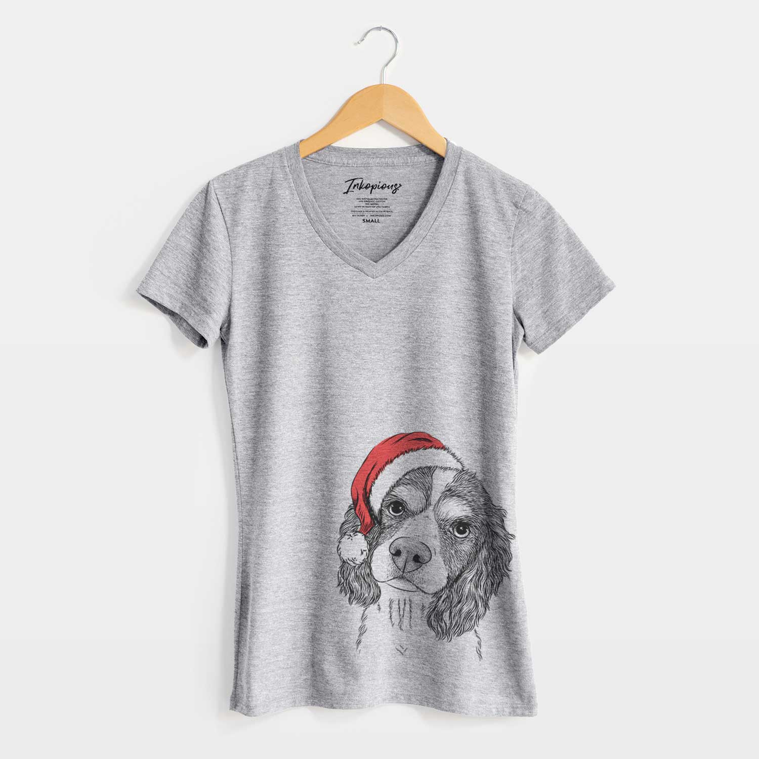 Santa Truman the Cavalier King Charles Spaniel - Women's V-neck Shirt