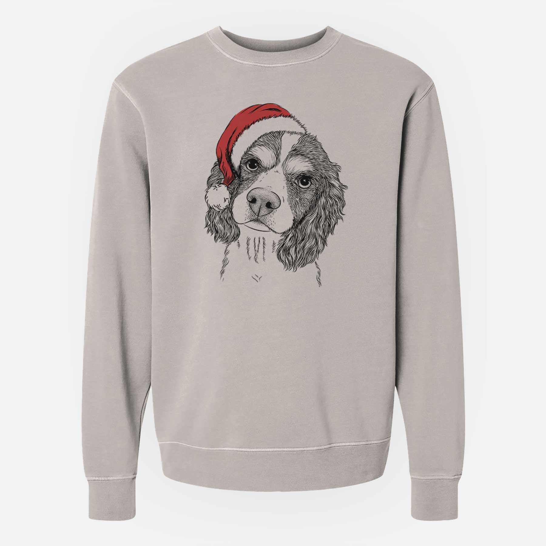 Santa Truman the Cavalier King Charles Spaniel - Unisex Pigment Dyed Crew Sweatshirt