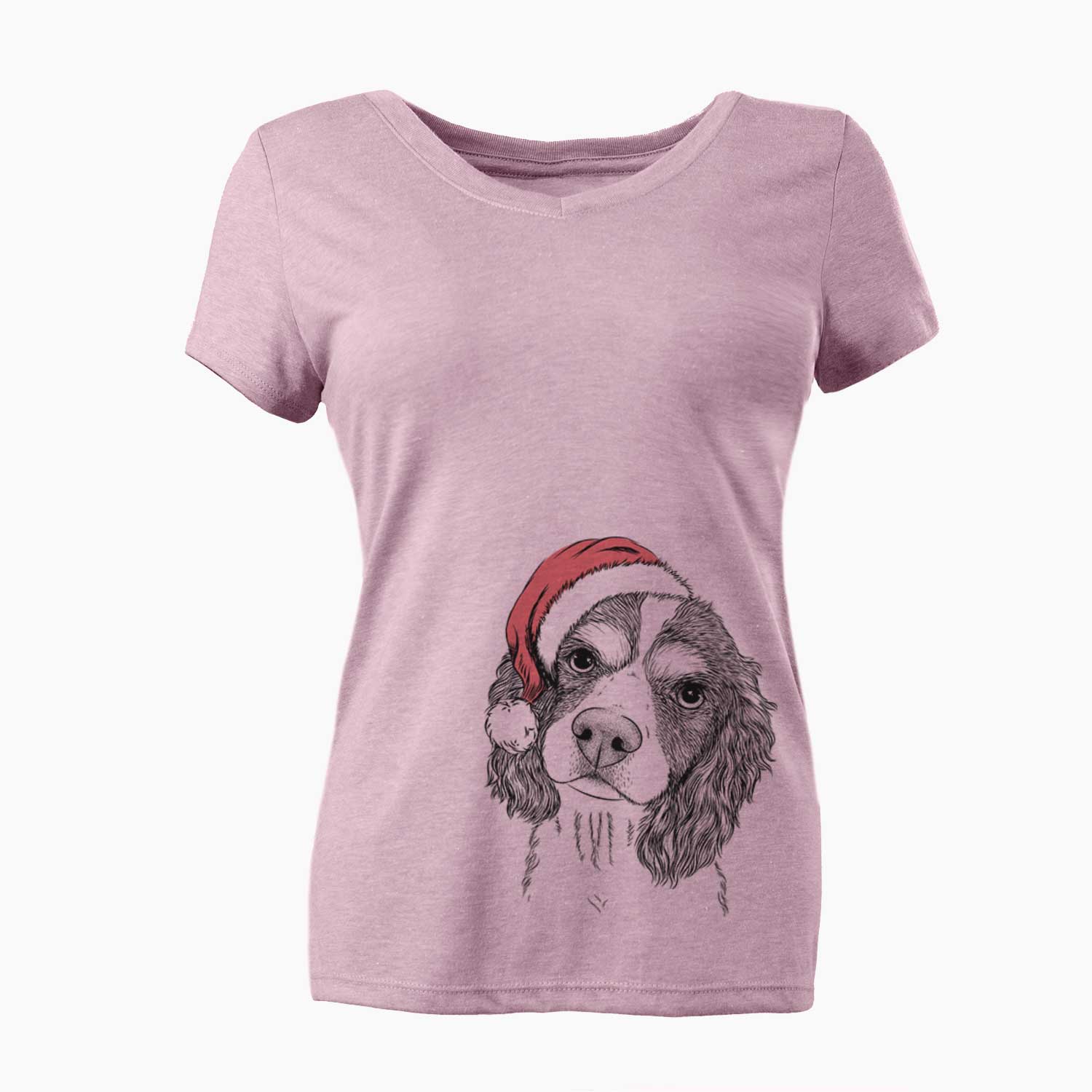 Santa Truman the Cavalier King Charles Spaniel - Women's V-neck Shirt