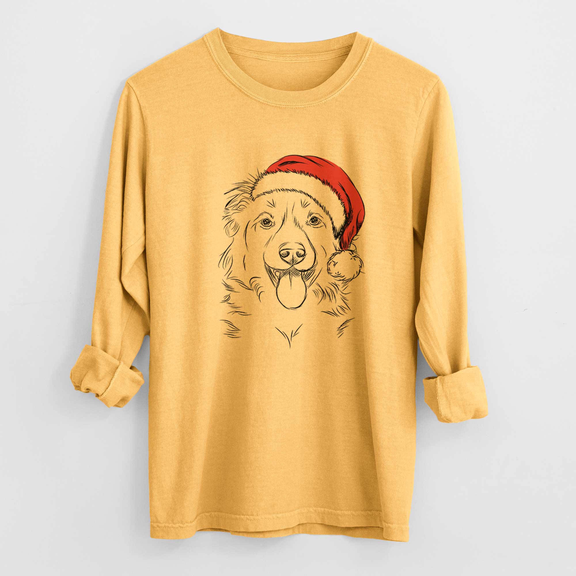 Santa Tucker the Collie Shepherd - Heavyweight 100% Cotton Long Sleeve
