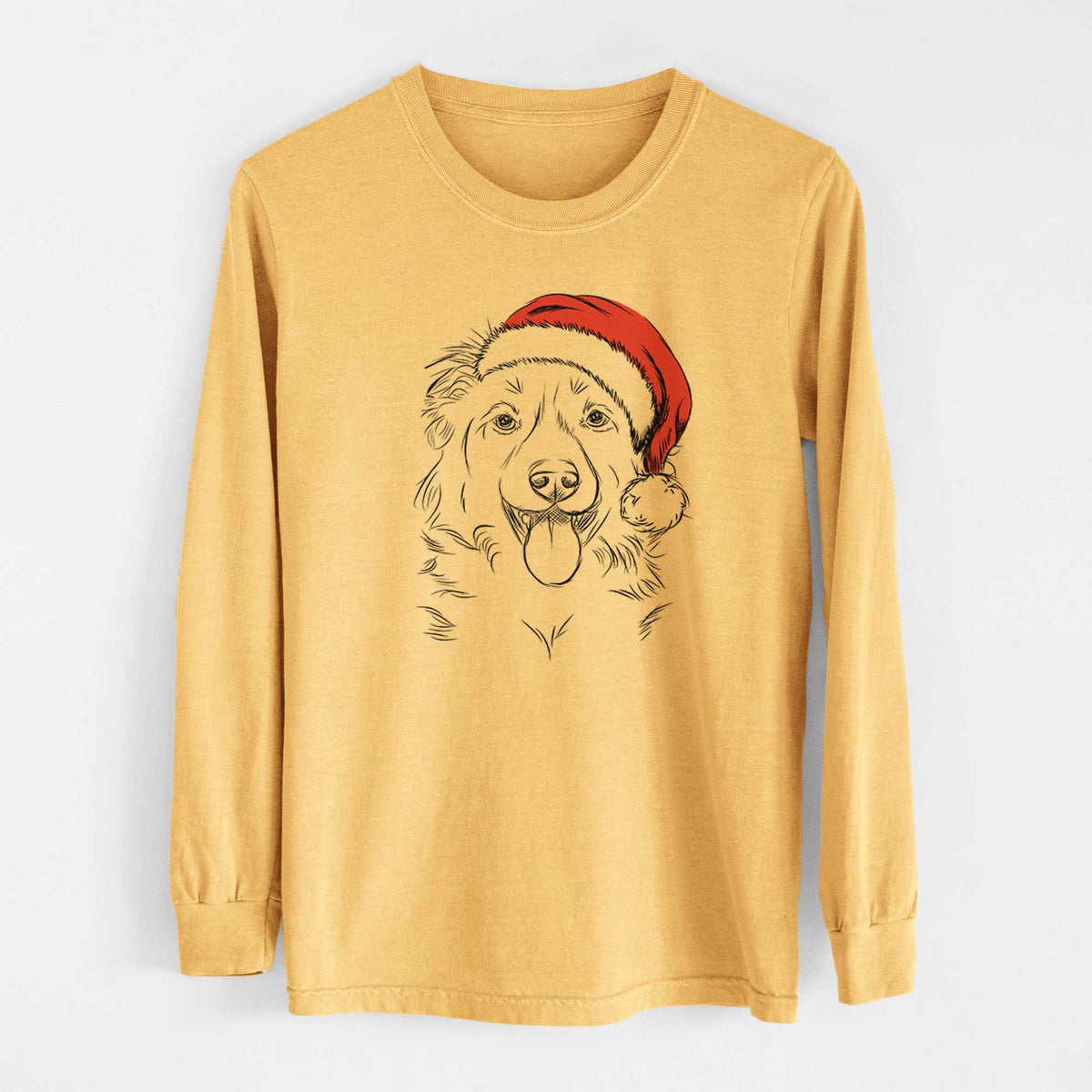 Santa Tucker the Collie Shepherd - Heavyweight 100% Cotton Long Sleeve