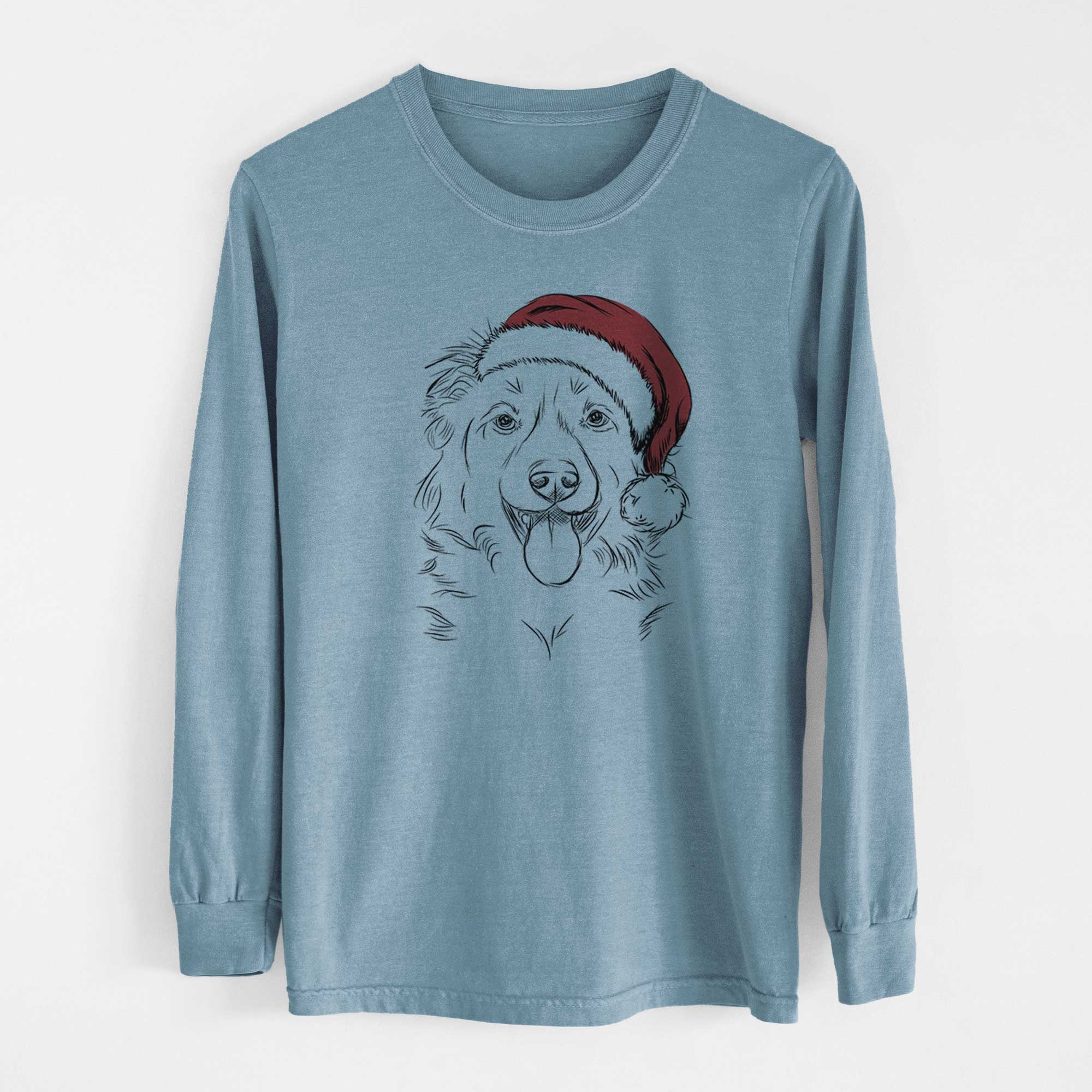 Santa Tucker the Collie Shepherd - Heavyweight 100% Cotton Long Sleeve
