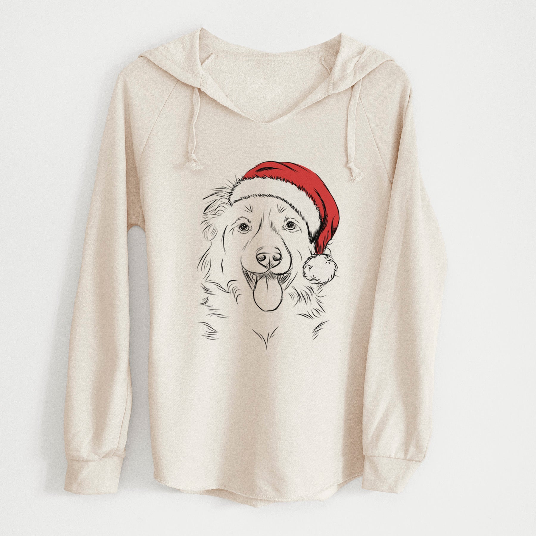Santa Tucker the Collie Shepherd - Cali Wave Hooded Sweatshirt