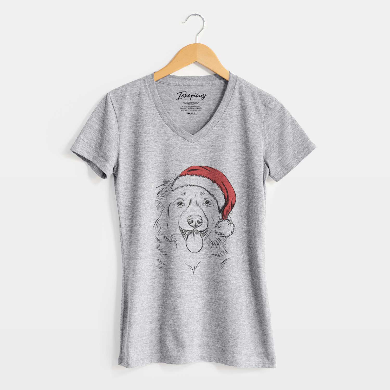 Santa Tucker the Collie Shepherd - Women's V-neck Shirt