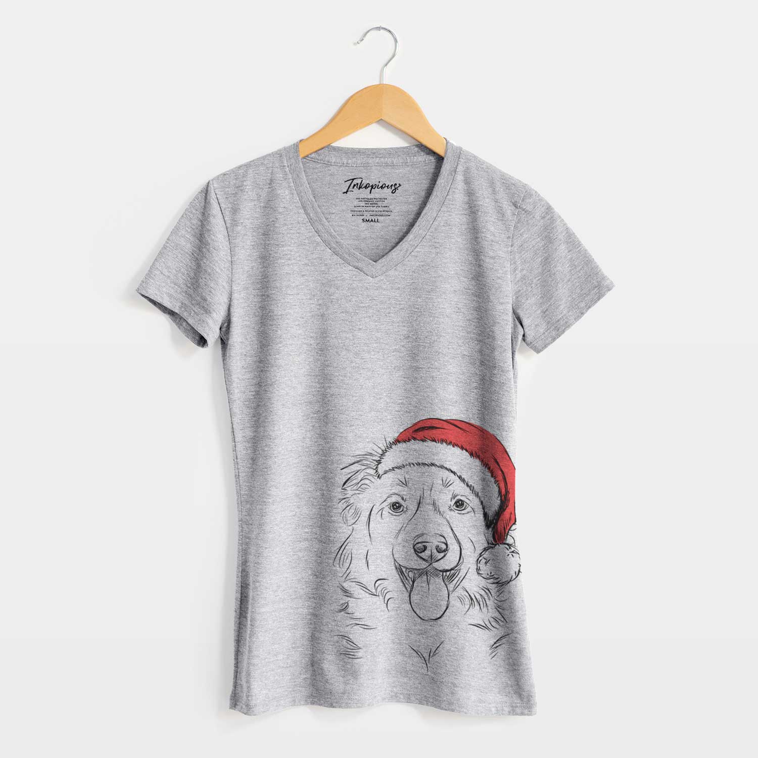 Santa Tucker the Collie Shepherd - Women's V-neck Shirt