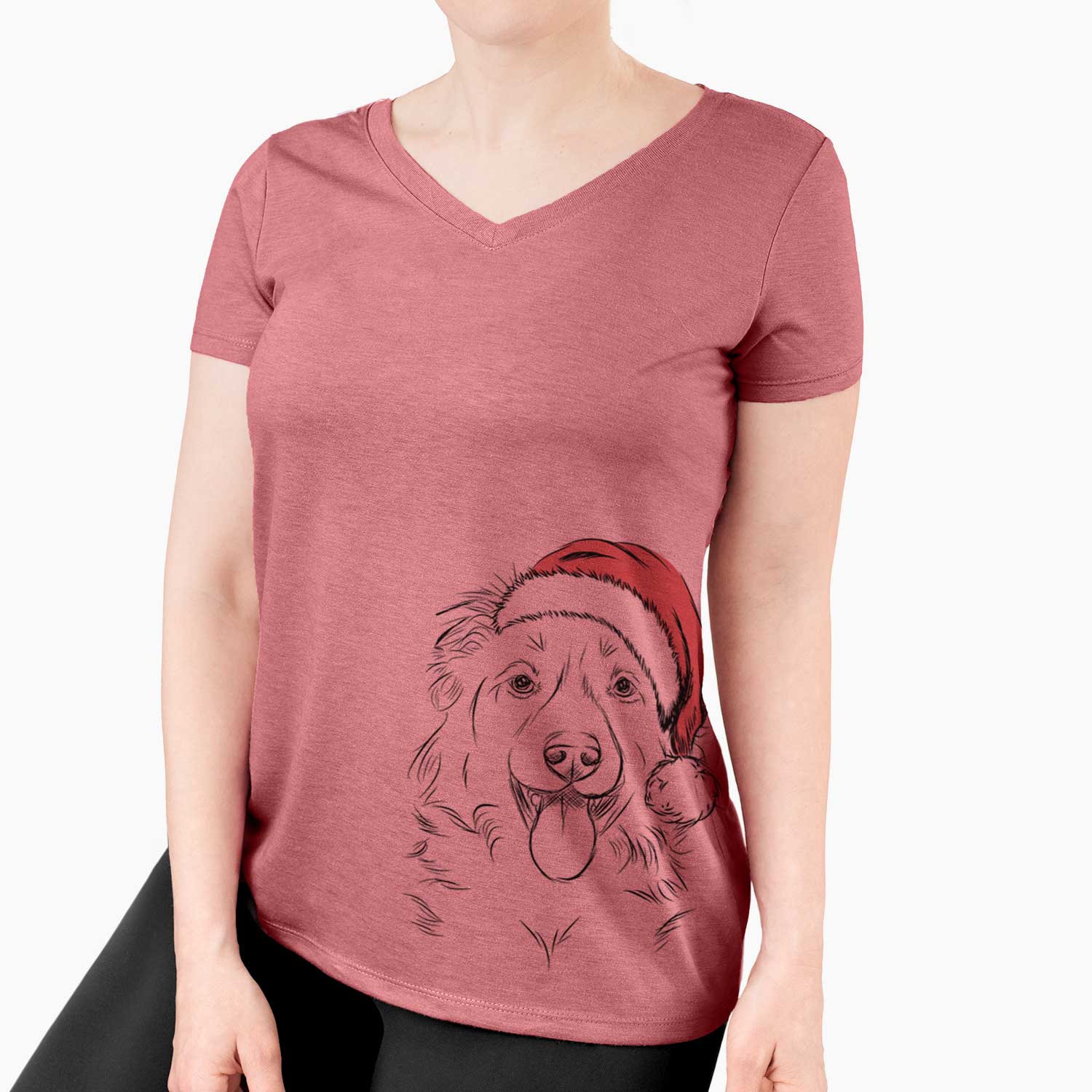 Santa Tucker the Collie Shepherd - Women's V-neck Shirt