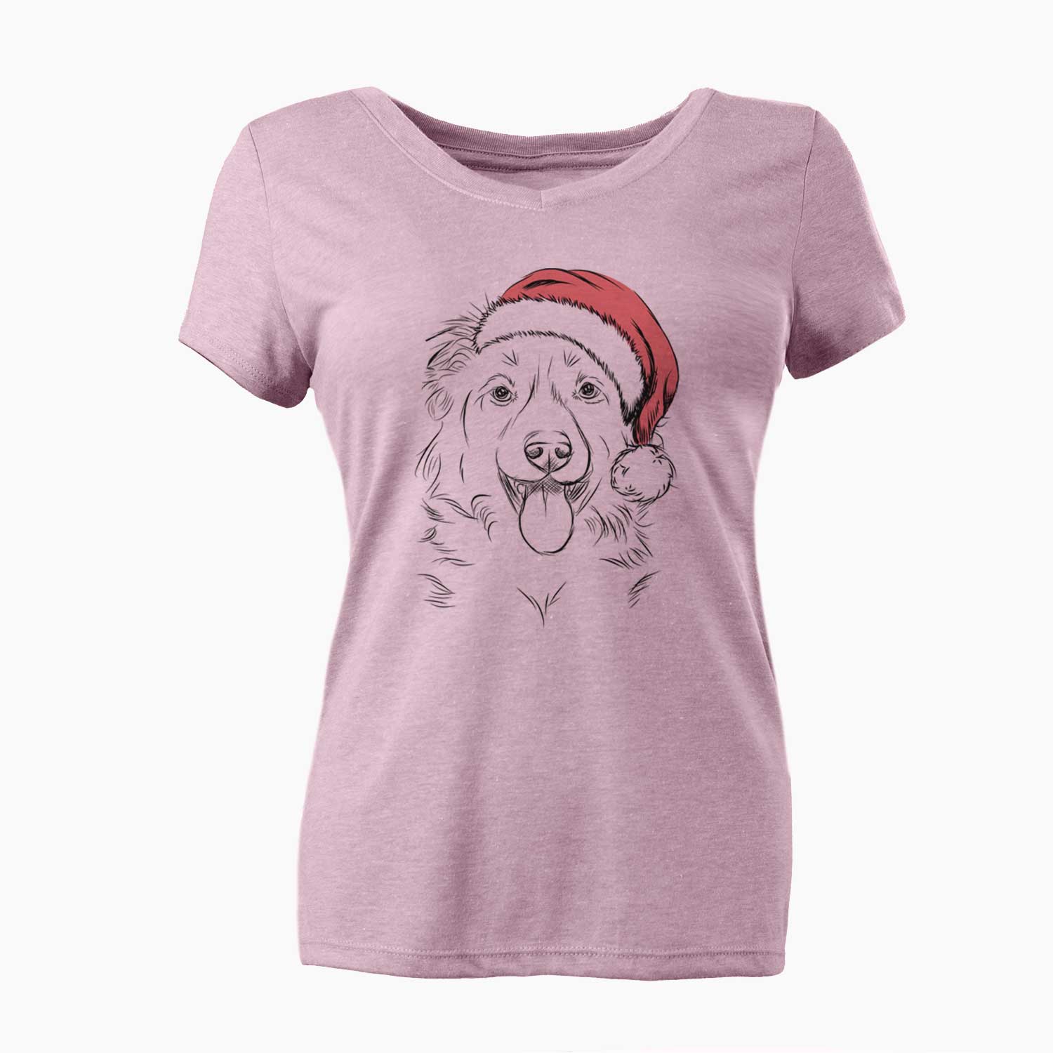 Santa Tucker the Collie Shepherd - Women's V-neck Shirt