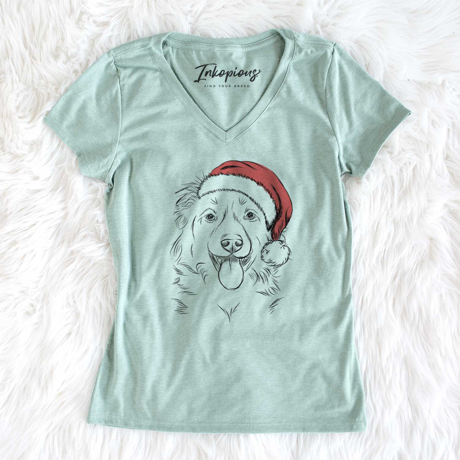 Santa Tucker the Collie Shepherd - Women's V-neck Shirt