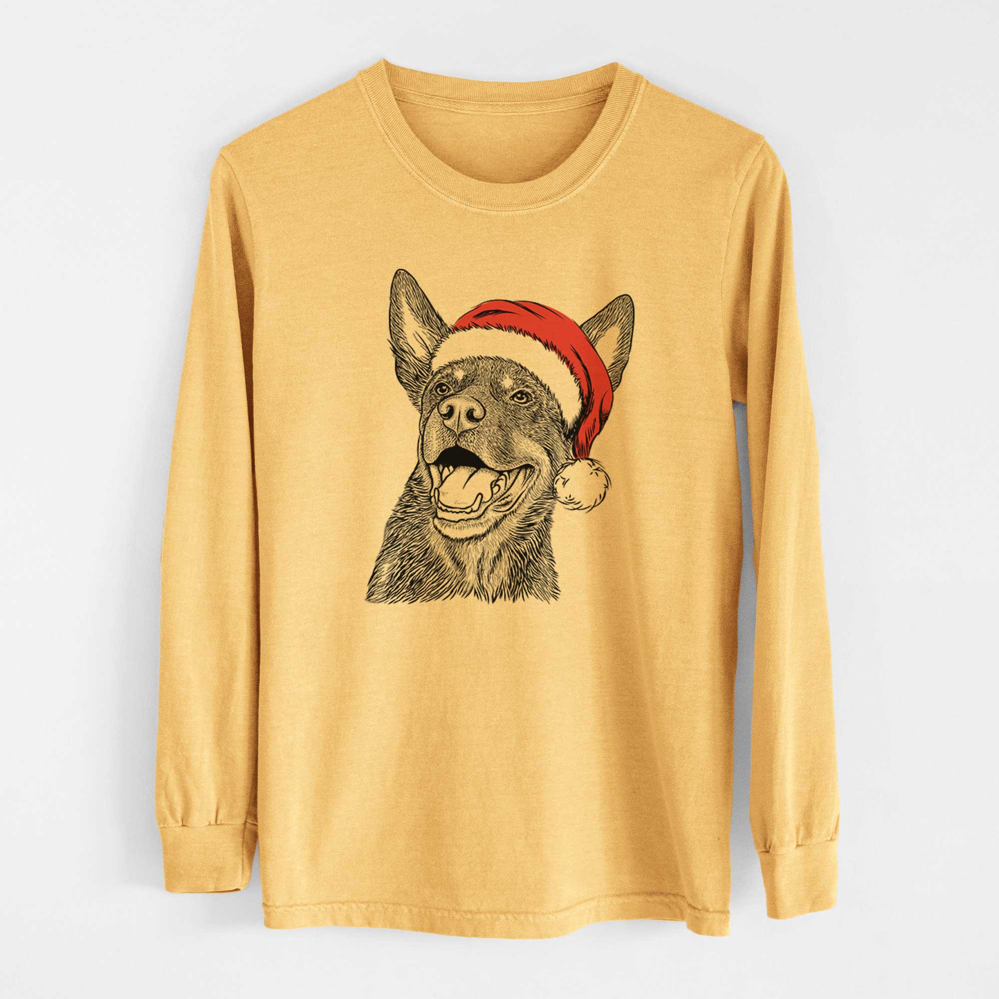 Santa Tucker the Australian Kelpie - Heavyweight 100% Cotton Long Sleeve