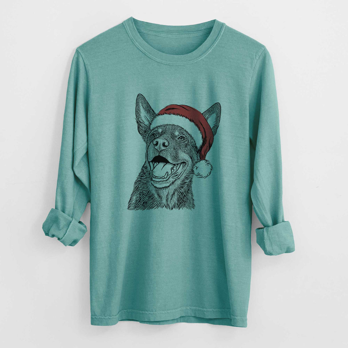 Santa Tucker the Australian Kelpie - Heavyweight 100% Cotton Long Sleeve