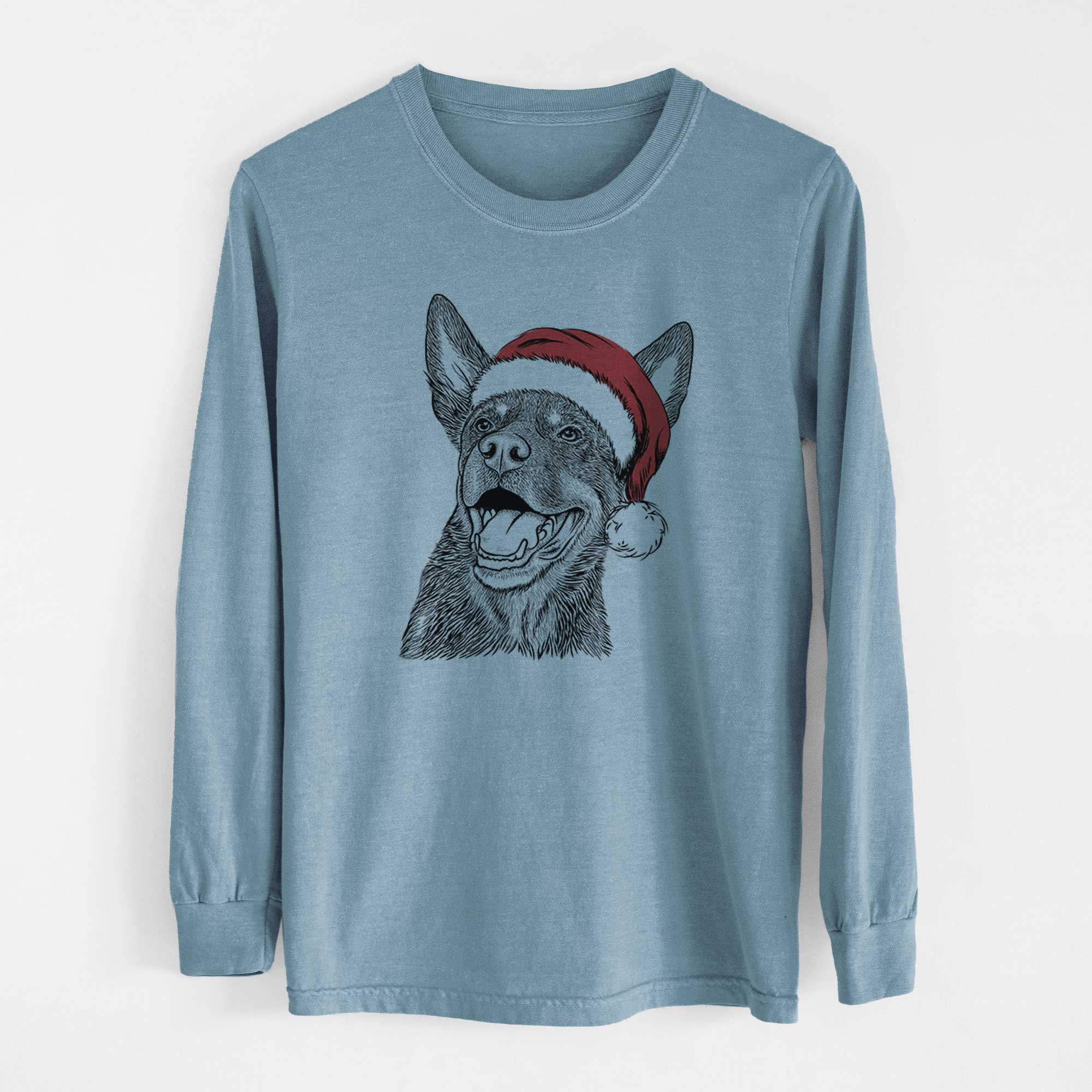 Santa Tucker the Australian Kelpie - Heavyweight 100% Cotton Long Sleeve