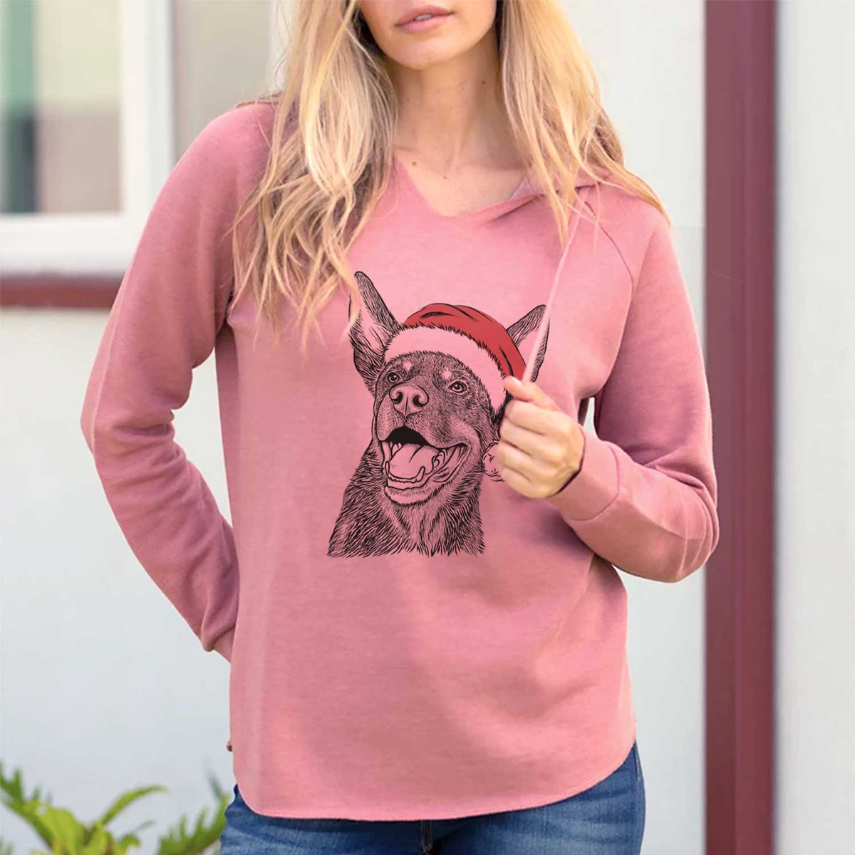Santa Tucker the Australian Kelpie - Cali Wave Hooded Sweatshirt