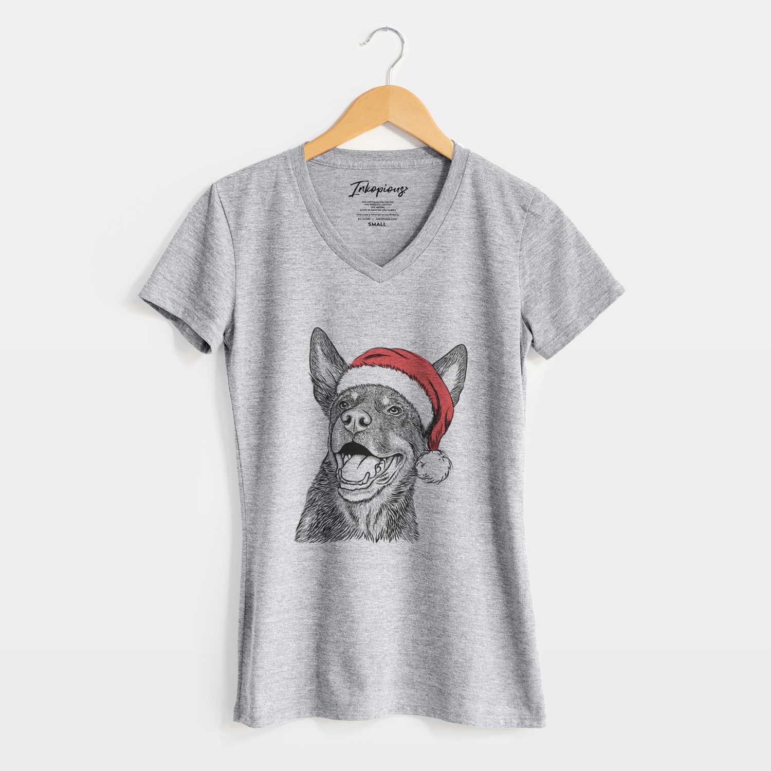 Santa Tucker the Australian Kelpie - Women's V-neck Shirt