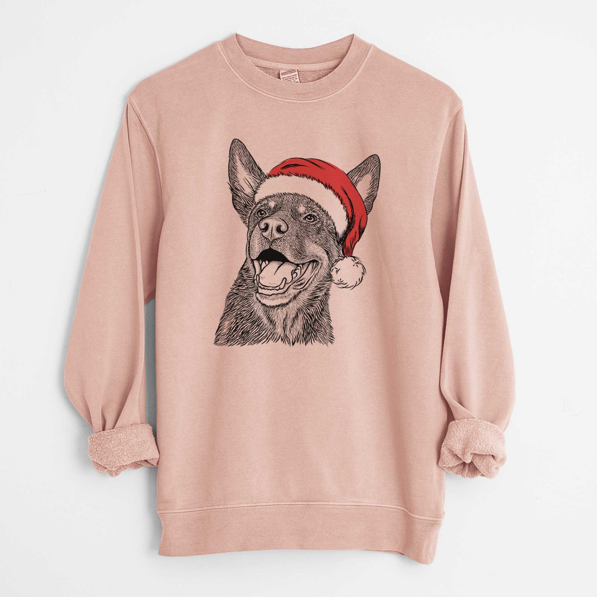 Santa Tucker the Australian Kelpie - Unisex Pigment Dyed Crew Sweatshirt