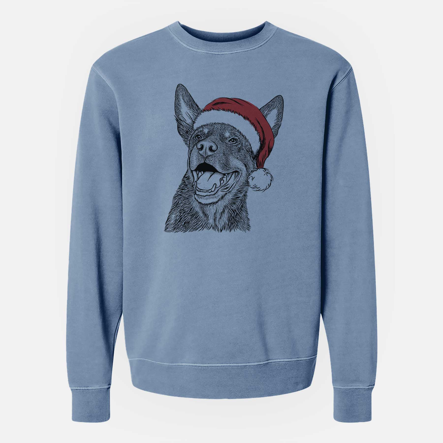 Santa Tucker the Australian Kelpie - Unisex Pigment Dyed Crew Sweatshirt