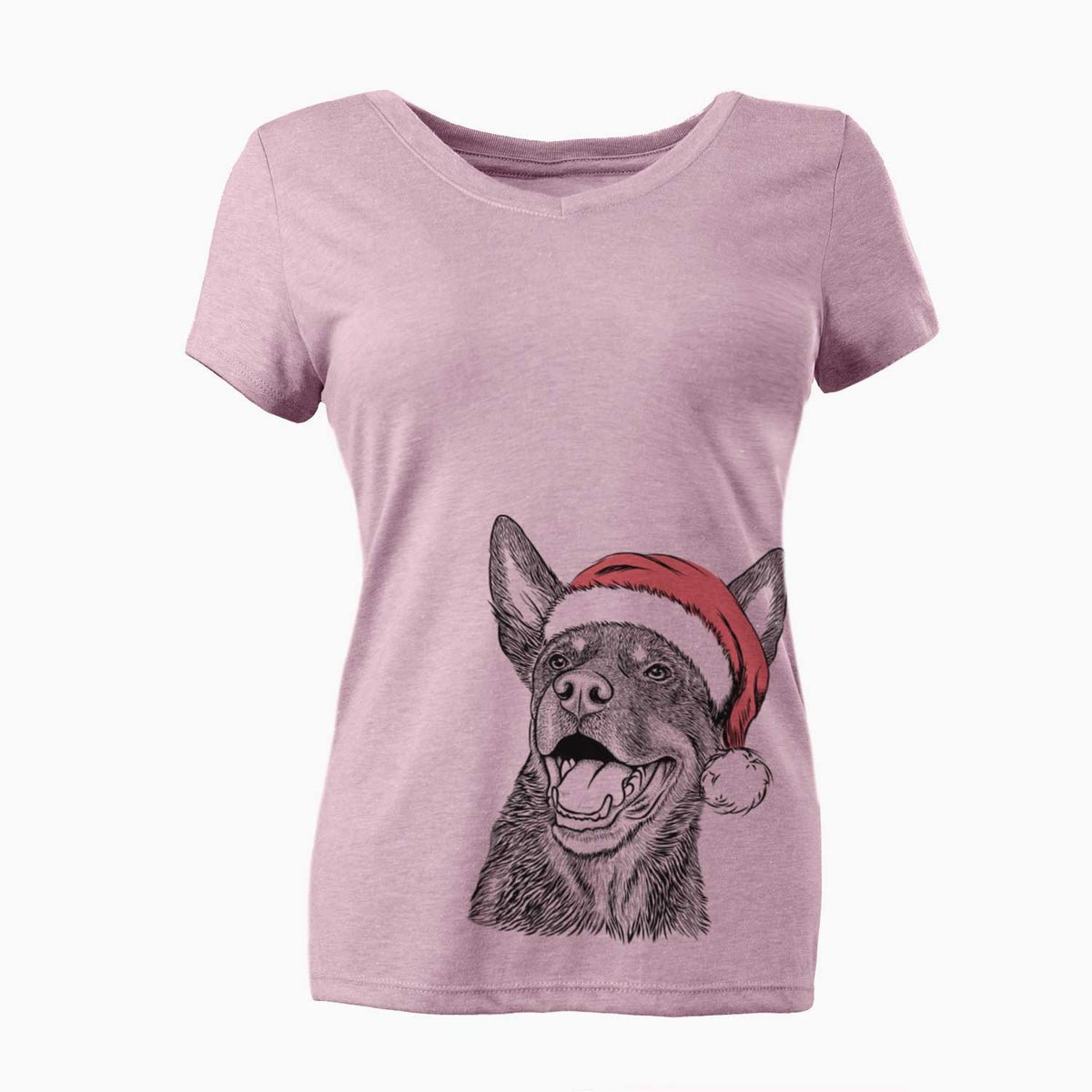 Santa Tucker the Australian Kelpie - Women's V-neck Shirt