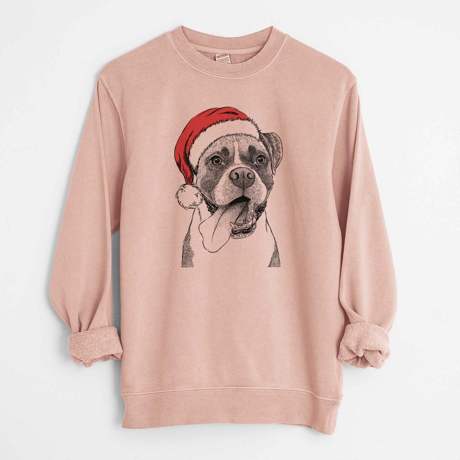 Santa Tuckeroo the Boxer - Unisex Pigment Dyed Crew Sweatshirt