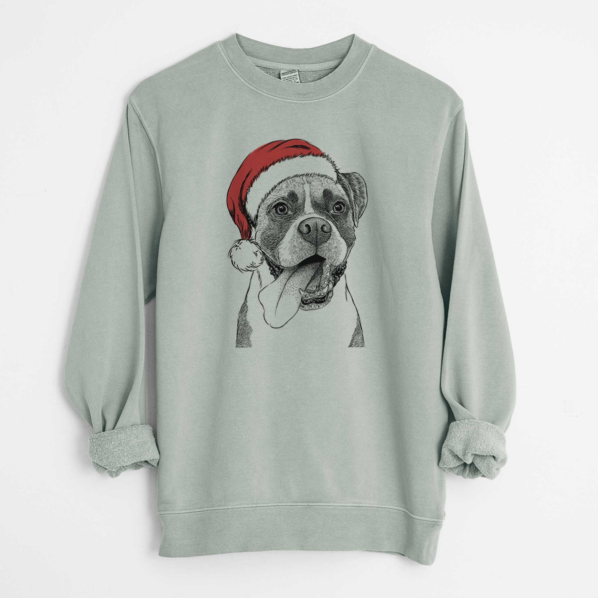 Santa Tuckeroo the Boxer - Unisex Pigment Dyed Crew Sweatshirt