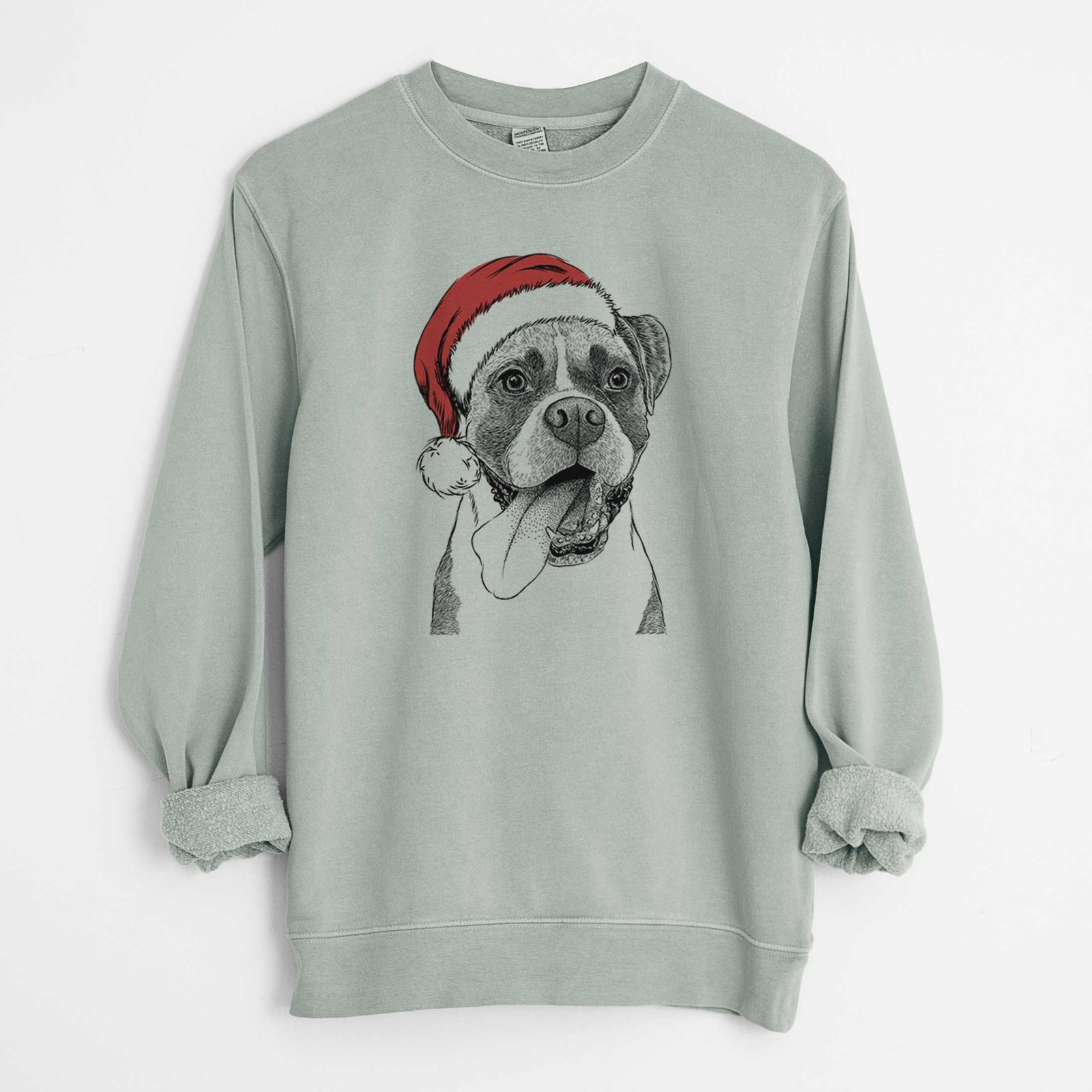 Santa Tuckeroo the Boxer - Unisex Pigment Dyed Crew Sweatshirt