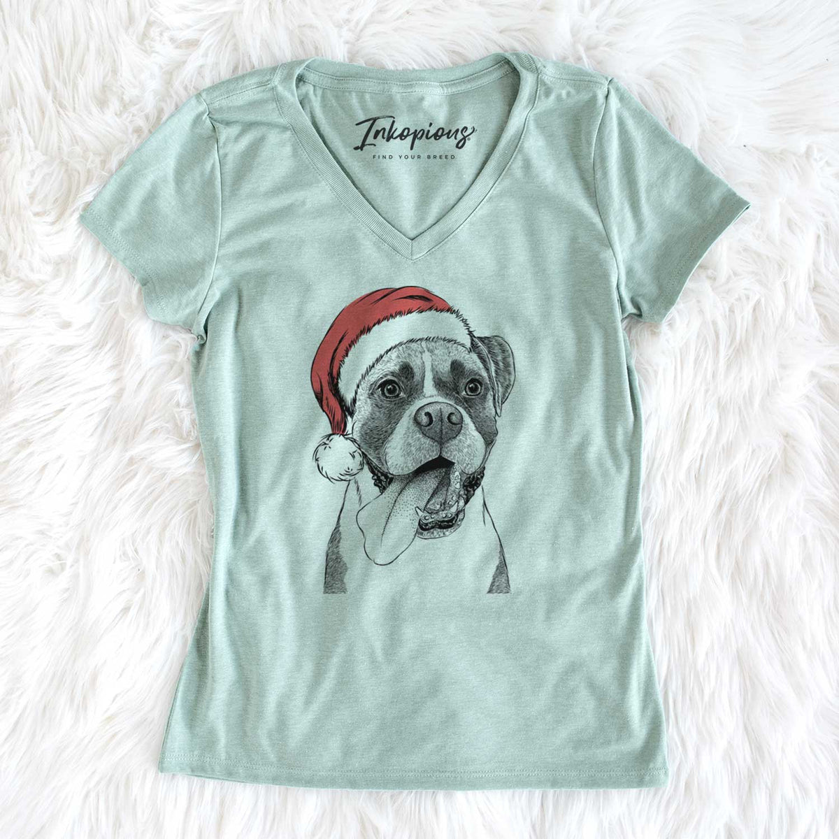 Santa Tuckeroo the Boxer - Women's V-neck Shirt