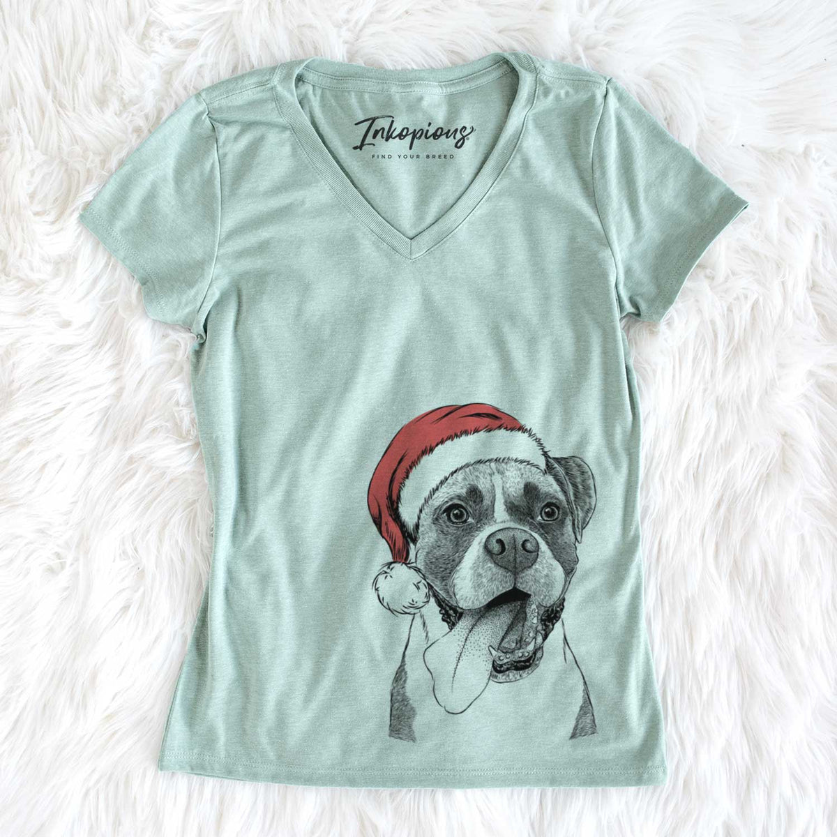 Santa Tuckeroo the Boxer - Women's V-neck Shirt