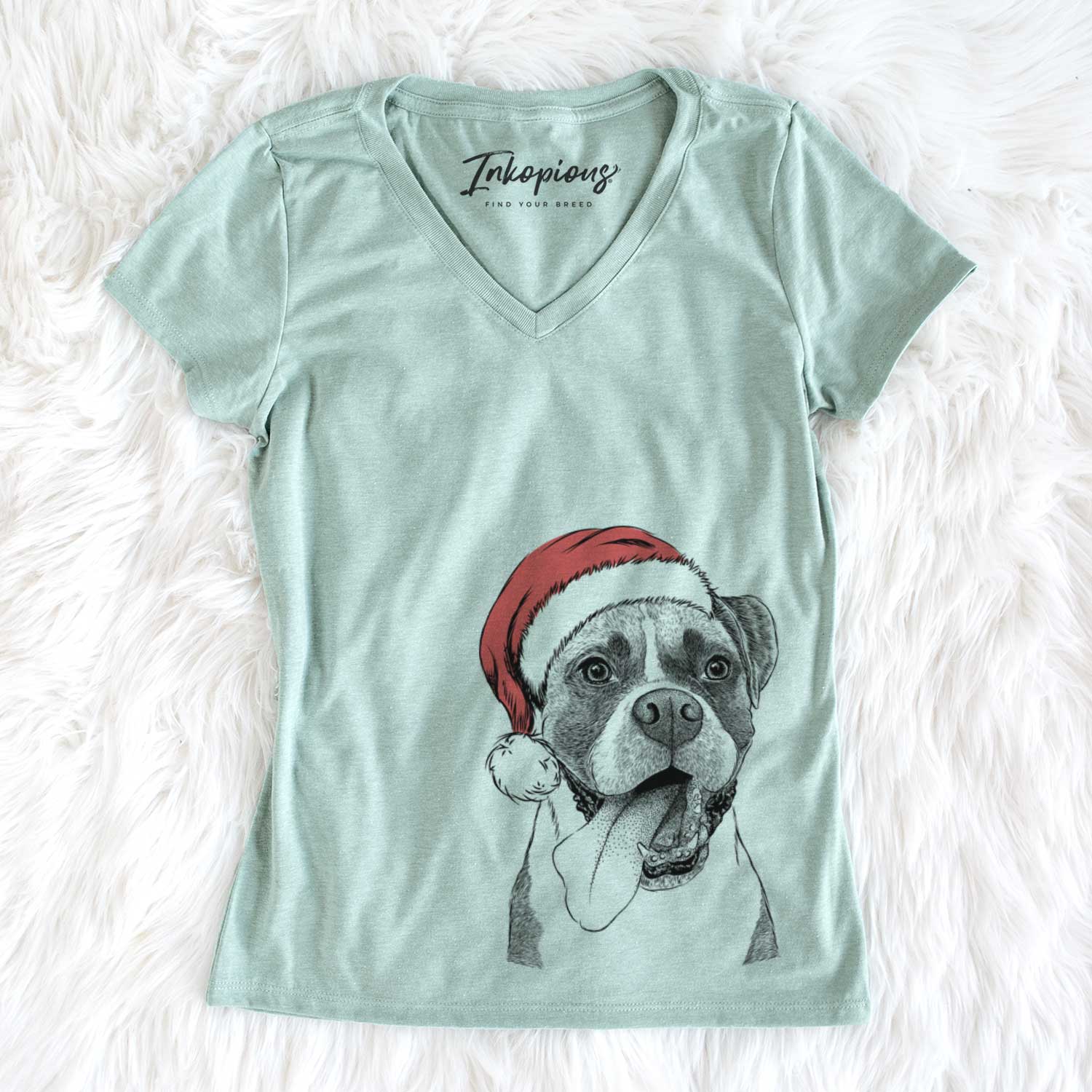 Santa Tuckeroo the Boxer - Women's V-neck Shirt