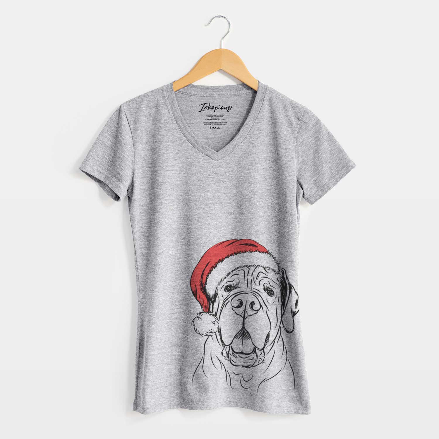 Santa Tufton the English Mastiff - Women's V-neck Shirt