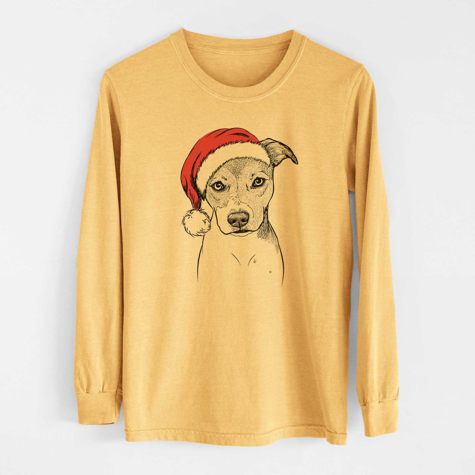Santa Tula the American Staffordshire Terrier Heeler Mix - Heavyweight 100% Cotton Long Sleeve