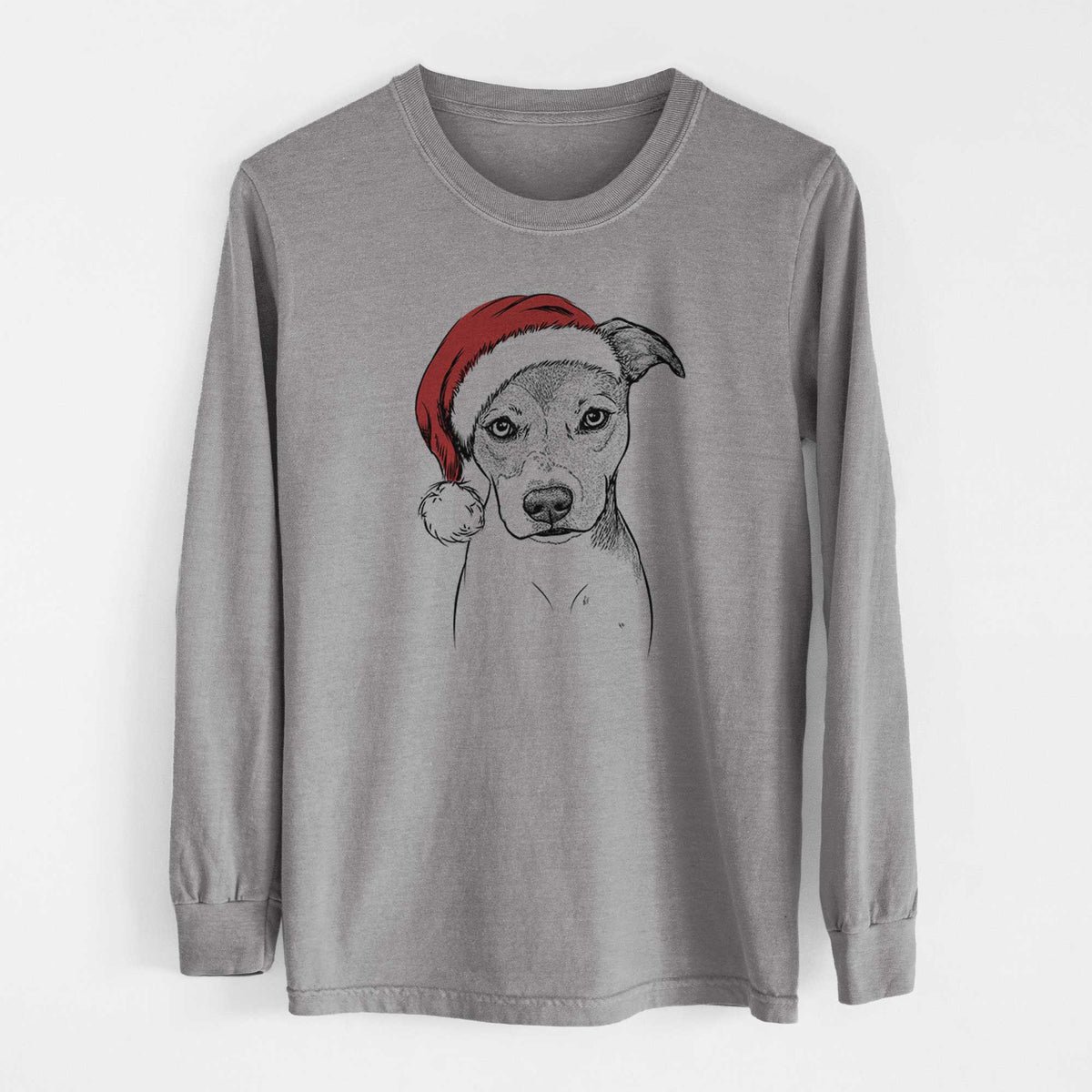 Santa Tula the American Staffordshire Terrier Heeler Mix - Heavyweight 100% Cotton Long Sleeve