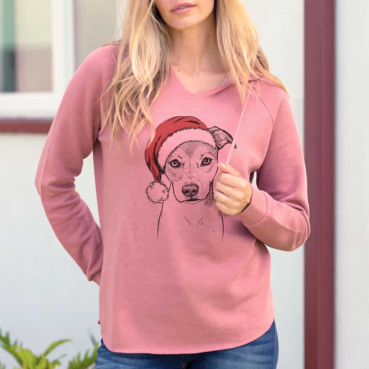 Santa Tula the American Staffordshire Terrier Heeler Mix - Cali Wave Hooded Sweatshirt