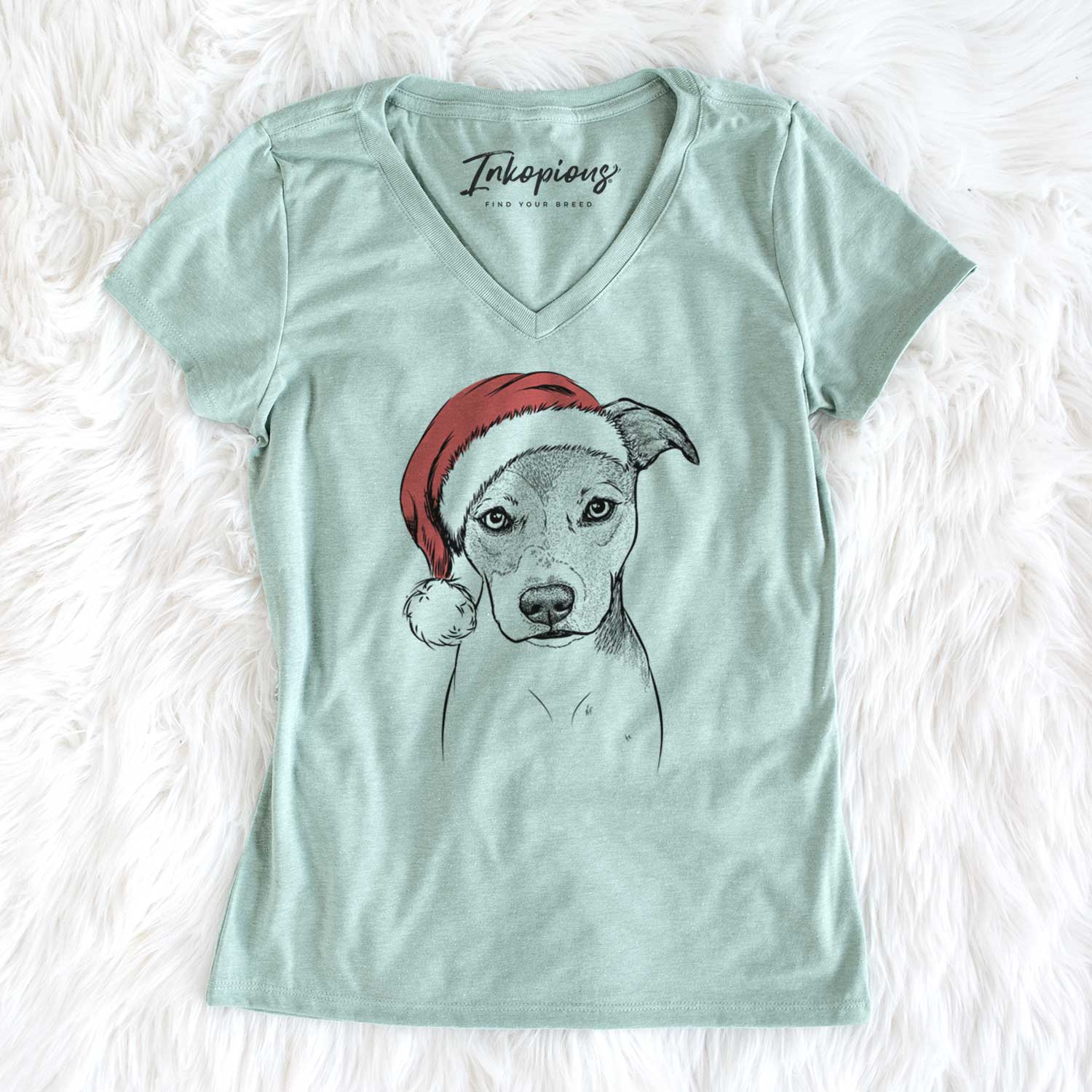 Santa Tula the American Staffordshire Terrier Heeler Mix - Women's V-neck Shirt