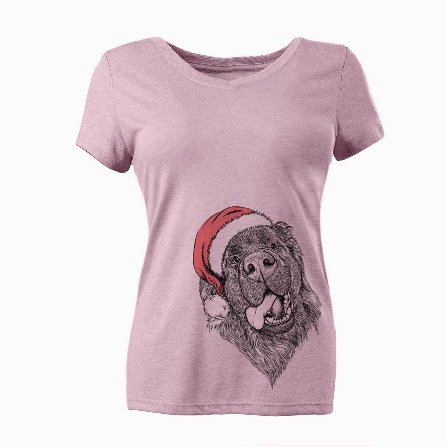 Santa Tuna the Newfoundland - Women's V-neck Shirt