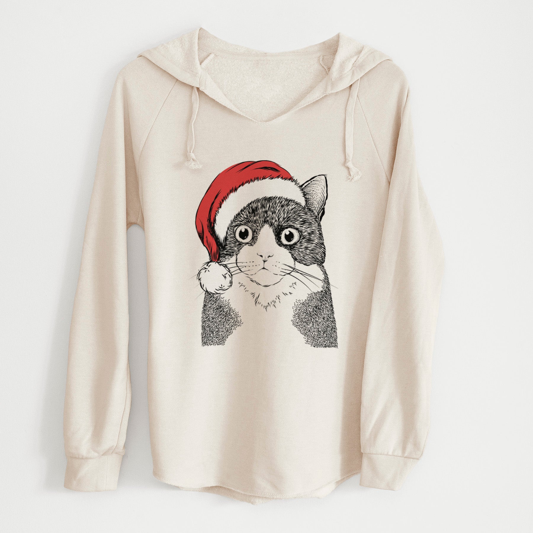 Santa Tux the Tuxedo Cat - Cali Wave Hooded Sweatshirt