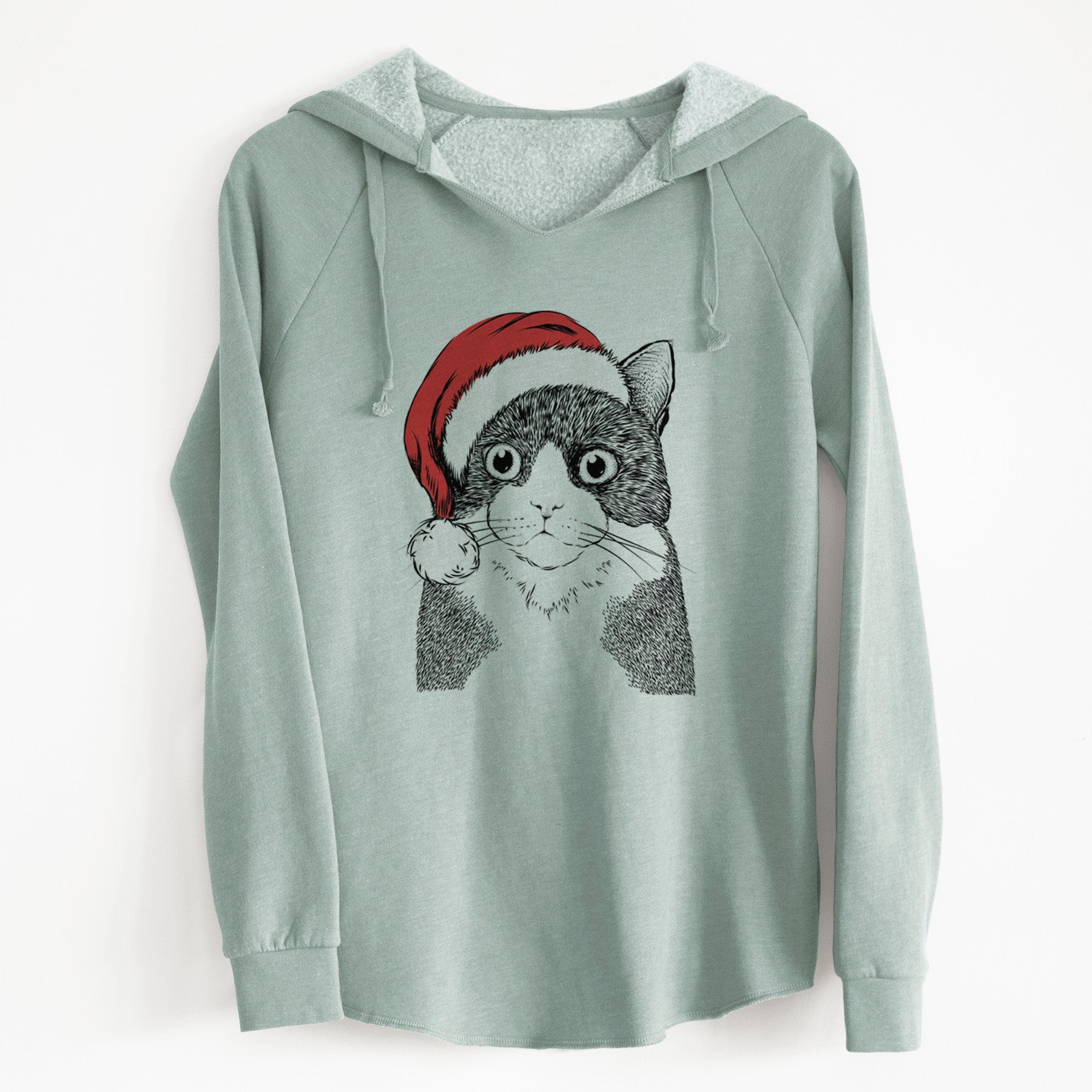 Santa Tux the Tuxedo Cat - Cali Wave Hooded Sweatshirt