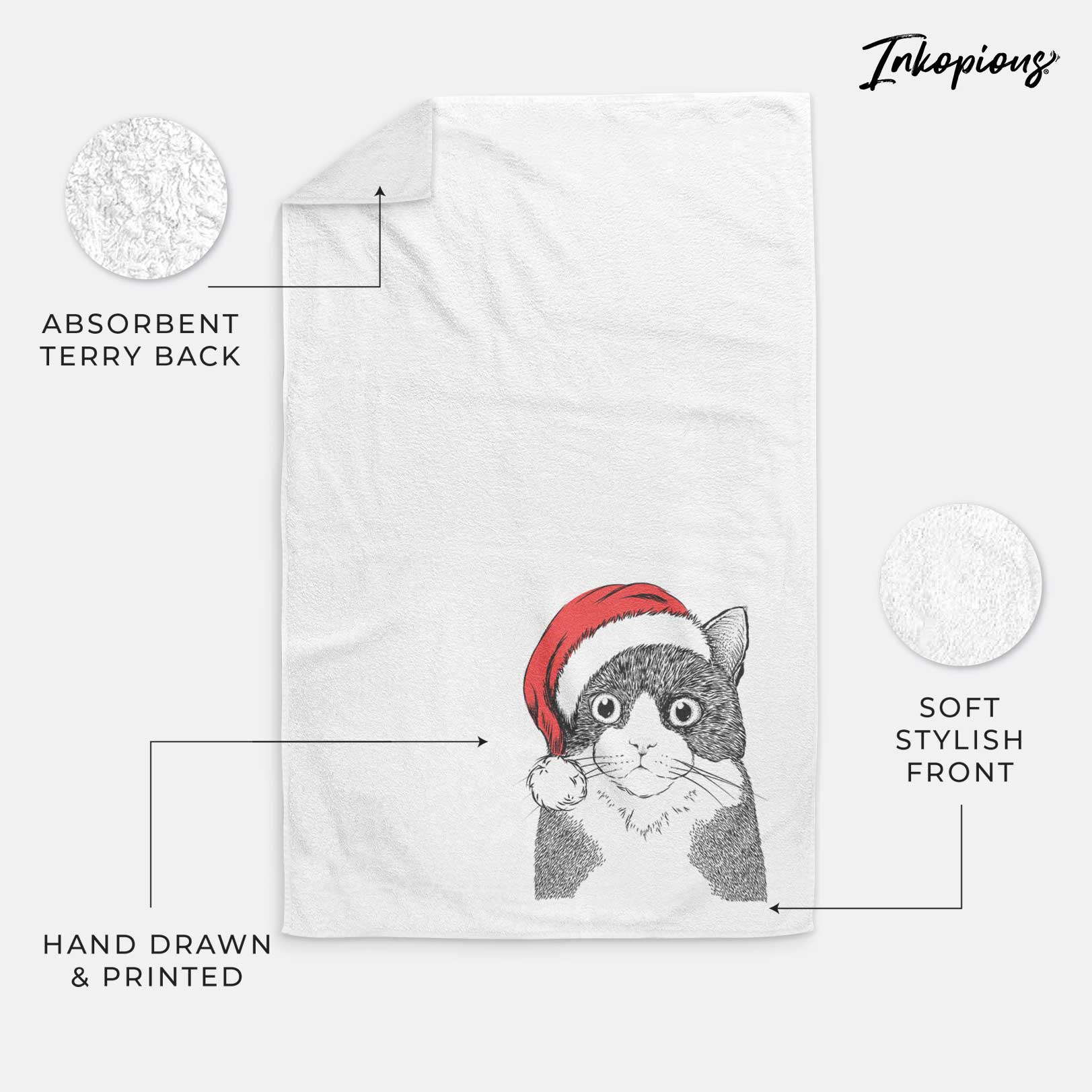 Tux the Tuxedo Cat Decorative Hand Towel