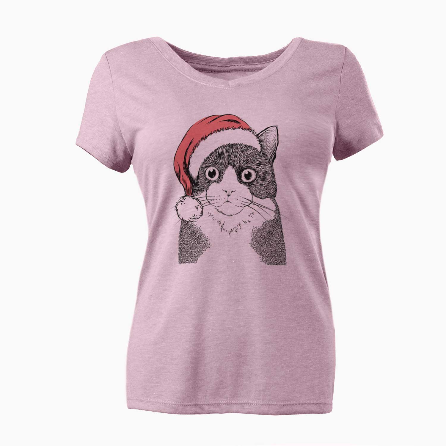 Santa Tux the Tuxedo Cat - Women's V-neck Shirt