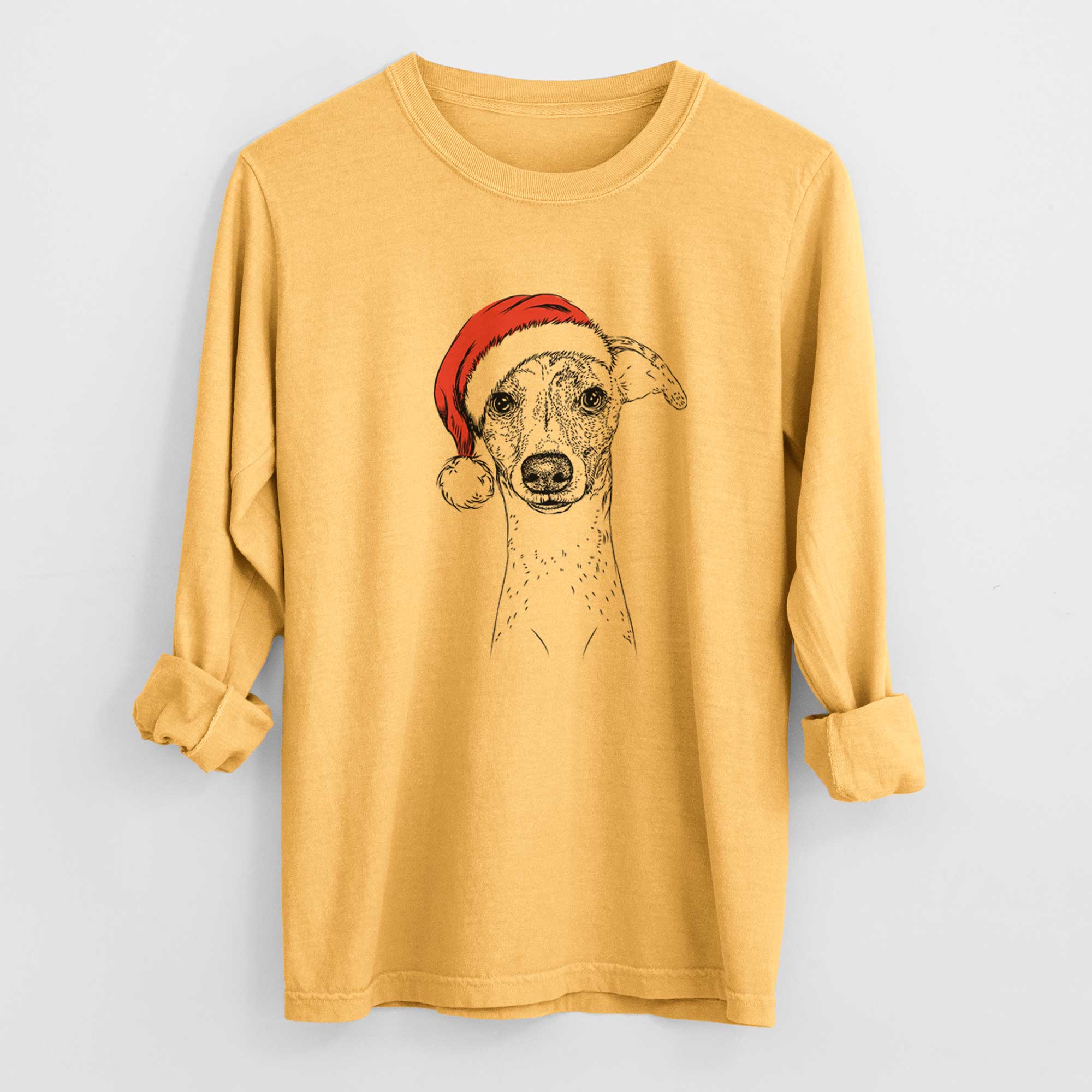 Santa Twiggy the Whippet - Heavyweight 100% Cotton Long Sleeve