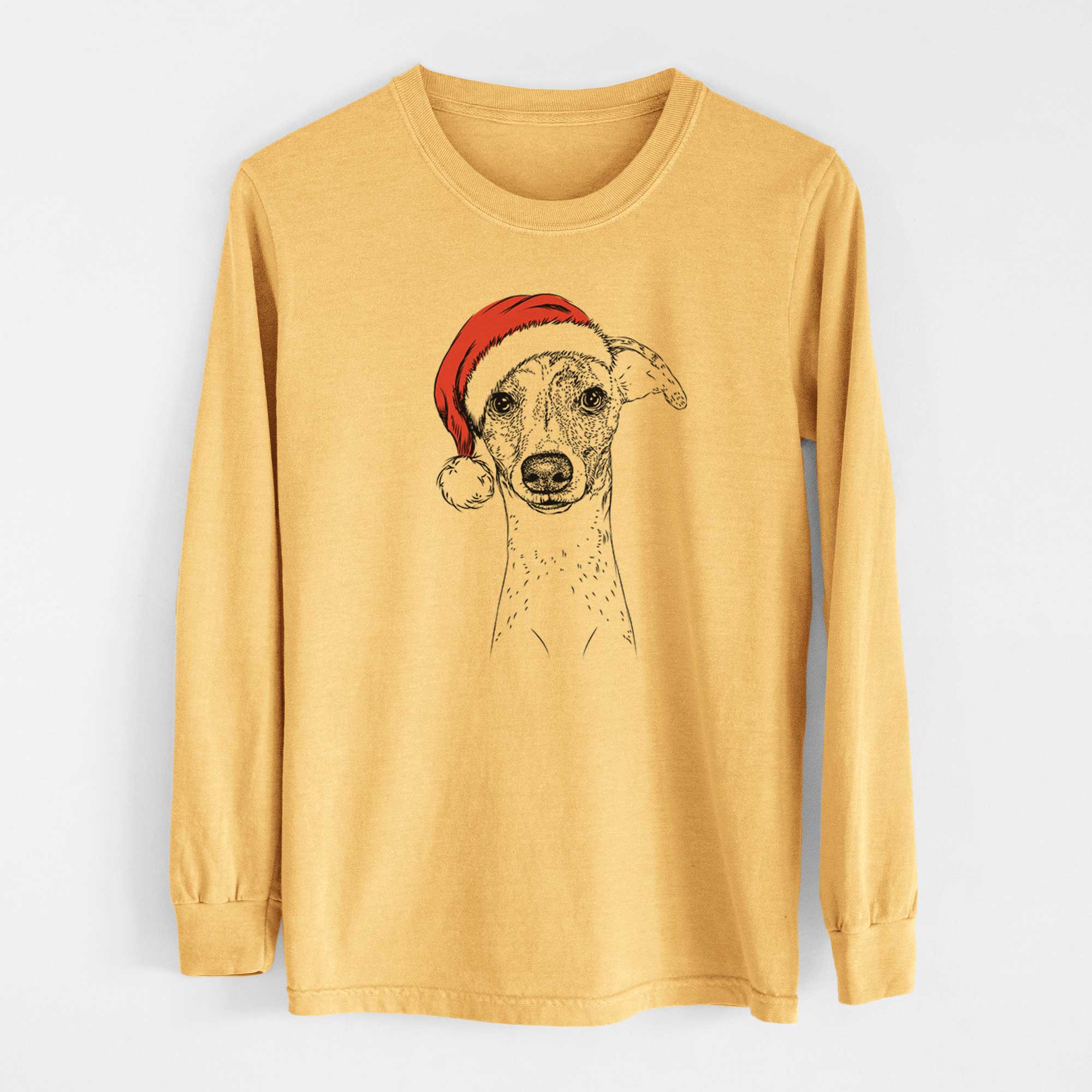 Santa Twiggy the Whippet - Heavyweight 100% Cotton Long Sleeve