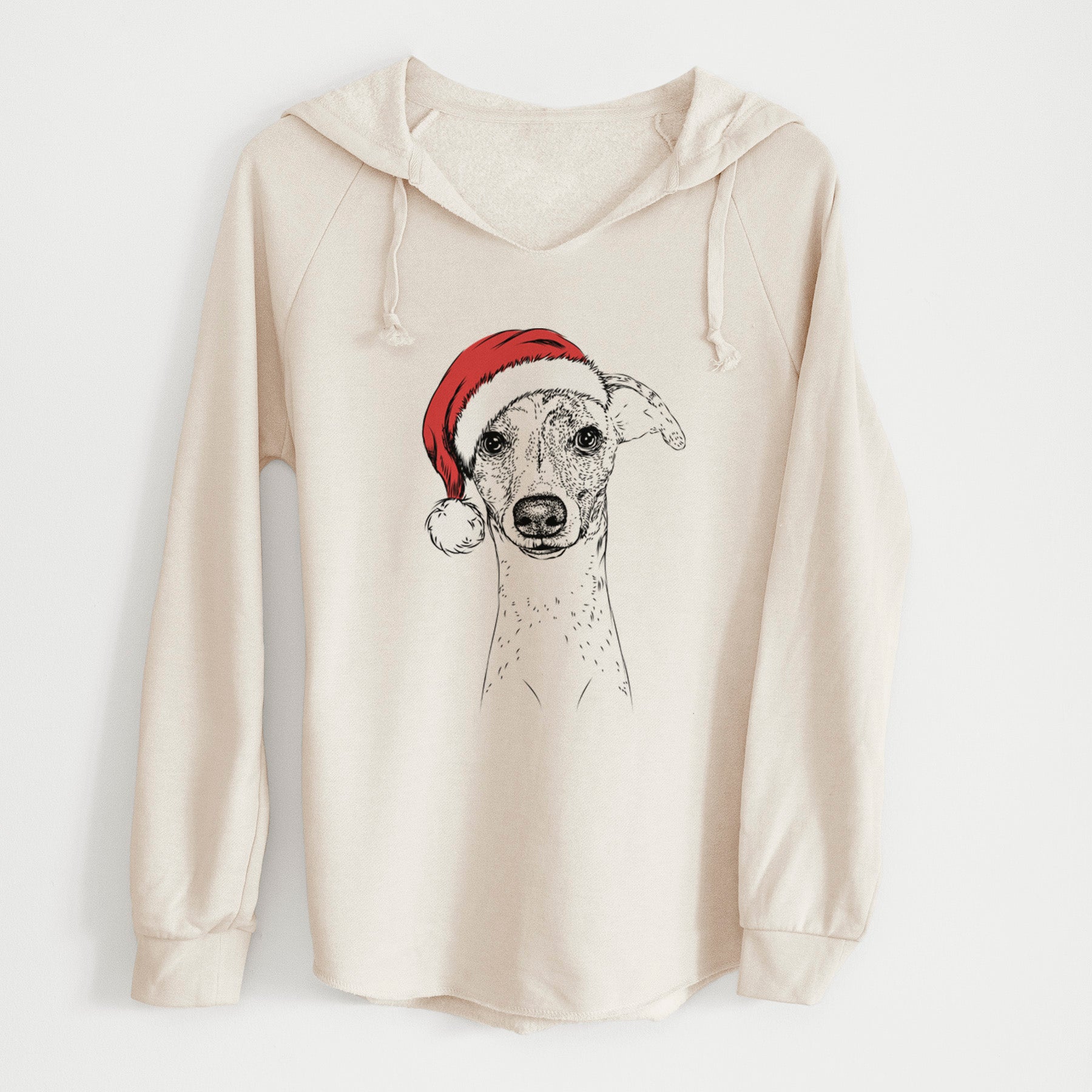 Santa Twiggy the Whippet - Cali Wave Hooded Sweatshirt