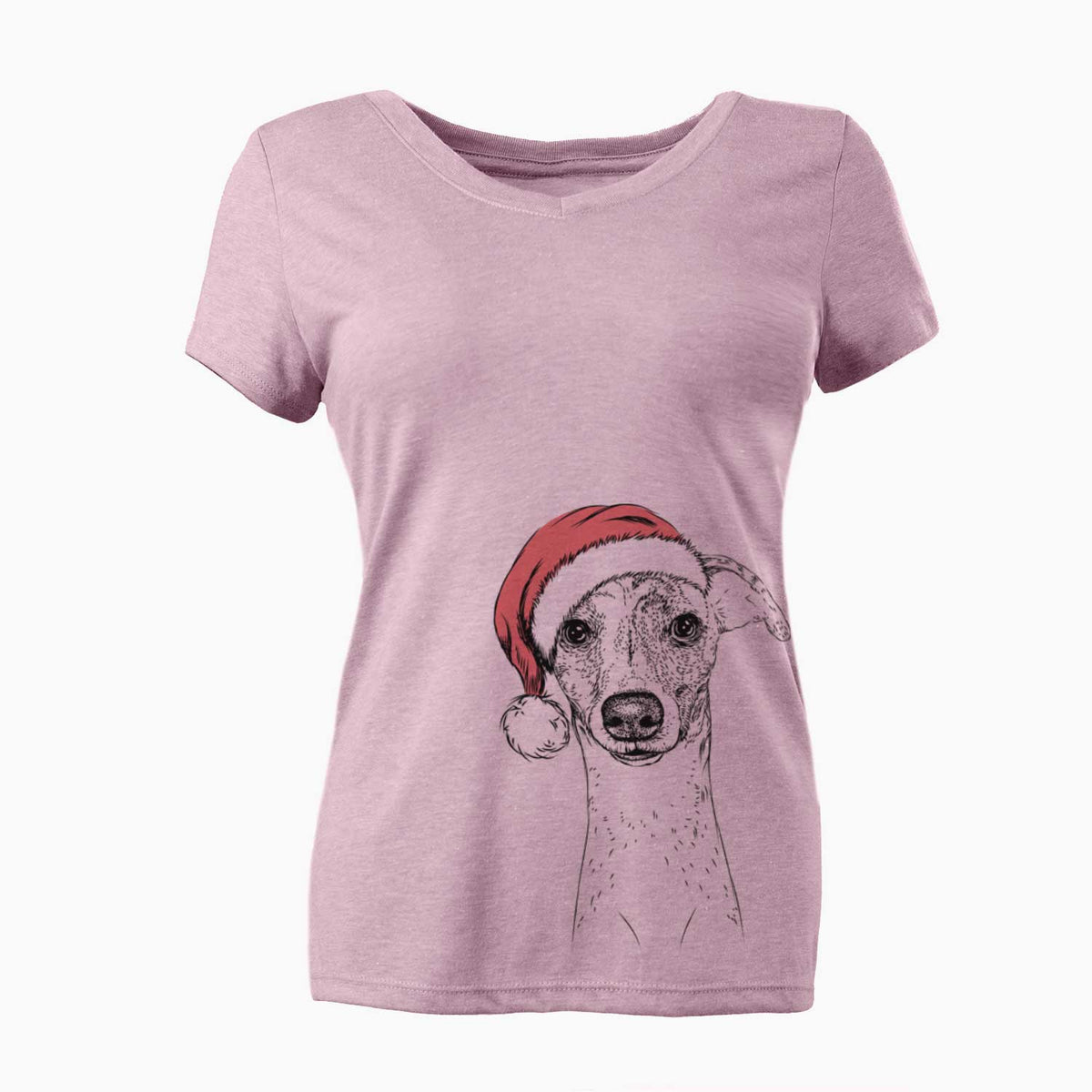 Santa Twiggy the Whippet - Women's V-neck Shirt