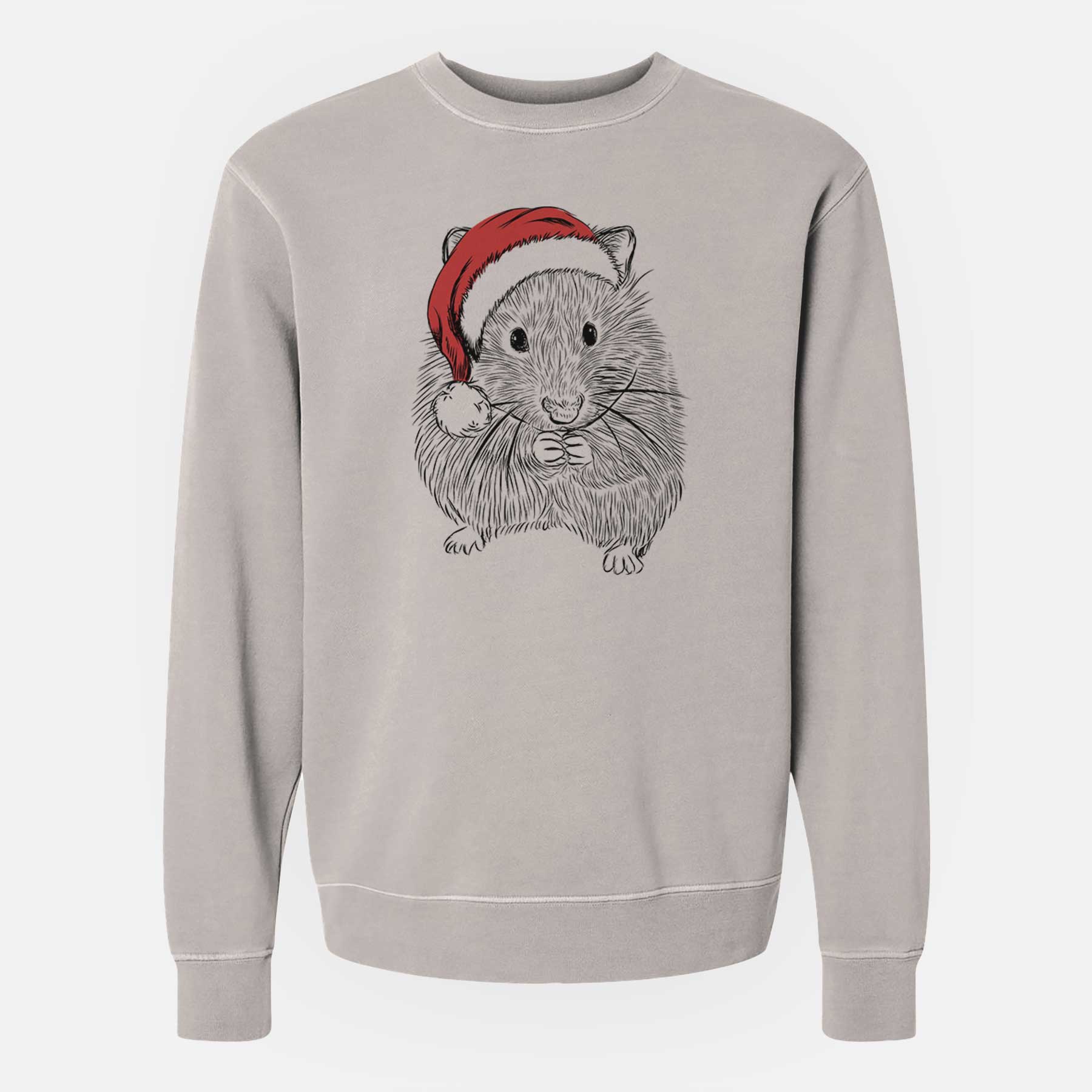 Santa Twitch the Hamster - Unisex Pigment Dyed Crew Sweatshirt