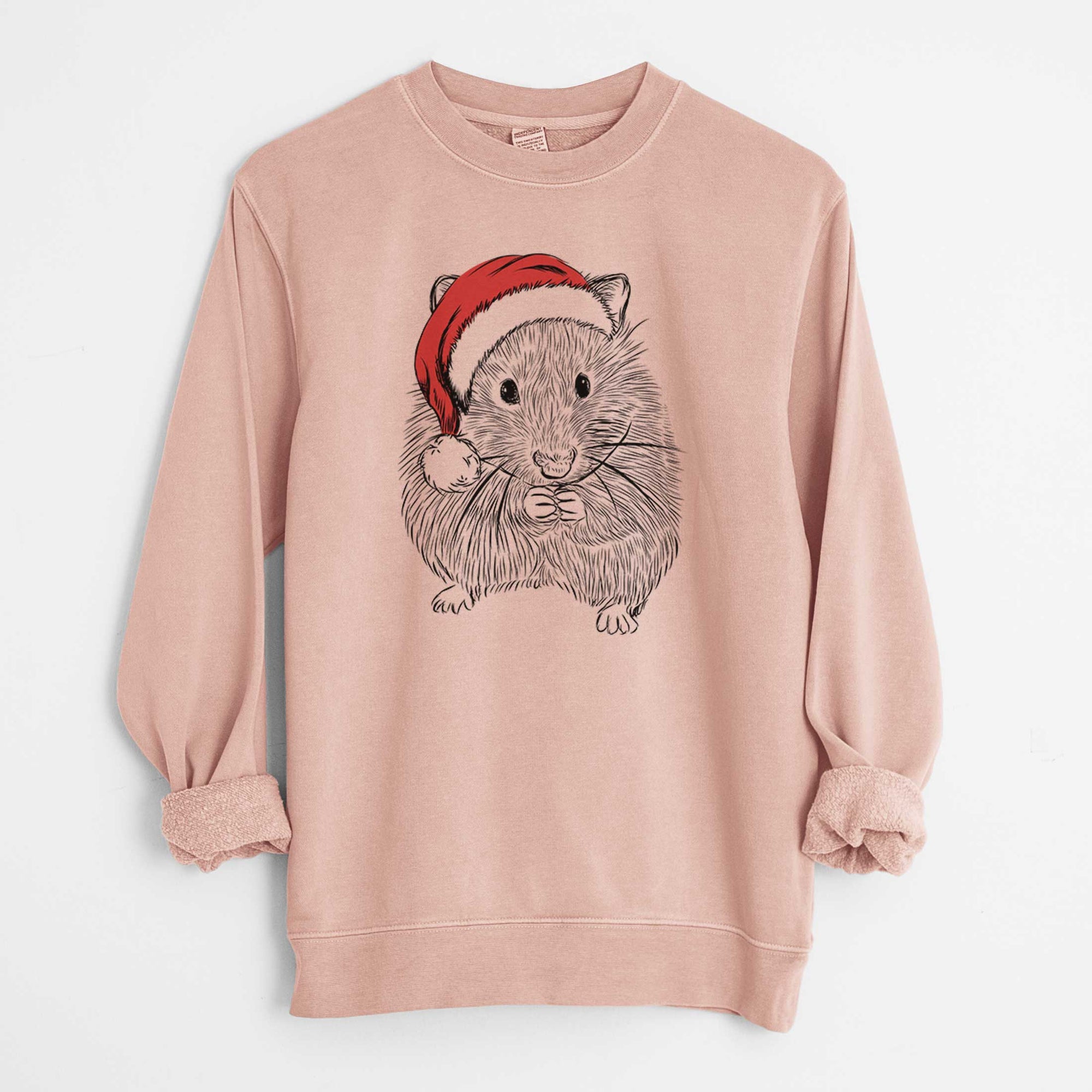 Santa Twitch the Hamster - Unisex Pigment Dyed Crew Sweatshirt