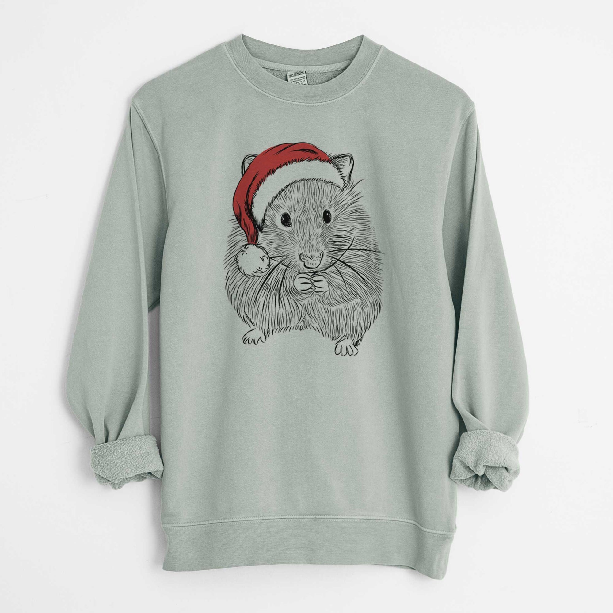 Santa Twitch the Hamster - Unisex Pigment Dyed Crew Sweatshirt