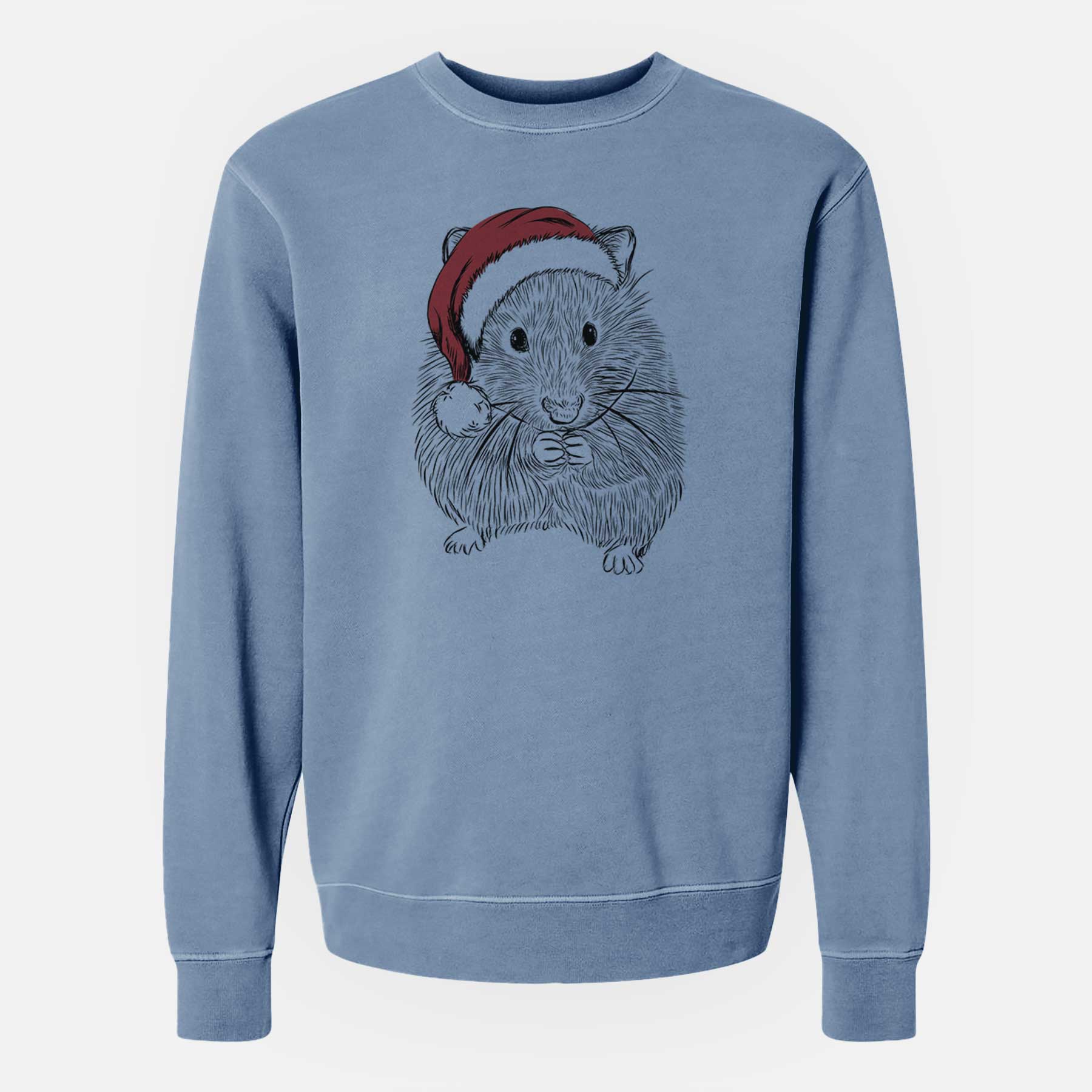 Santa Twitch the Hamster - Unisex Pigment Dyed Crew Sweatshirt