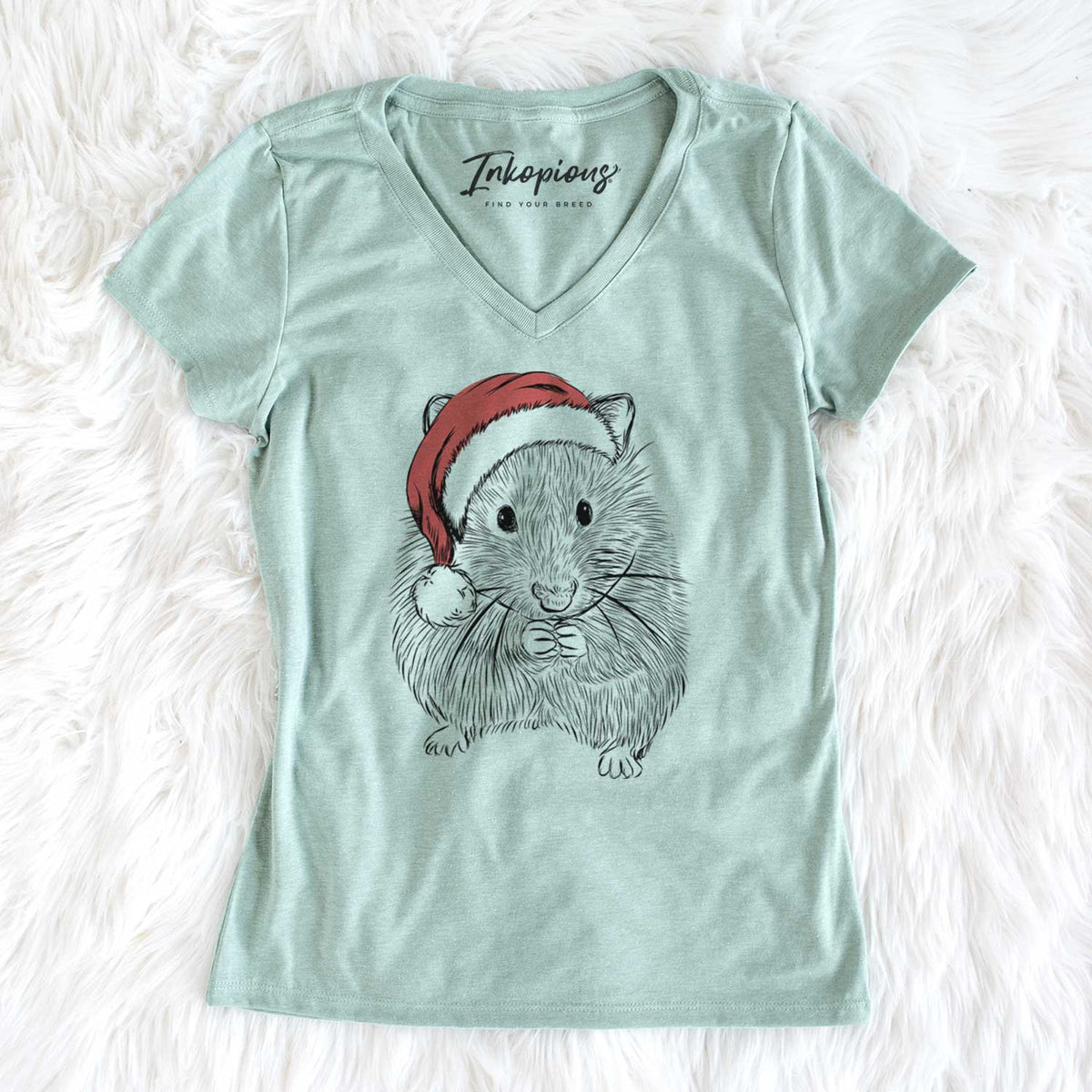 Santa Twitch the Hamster - Women's V-neck Shirt