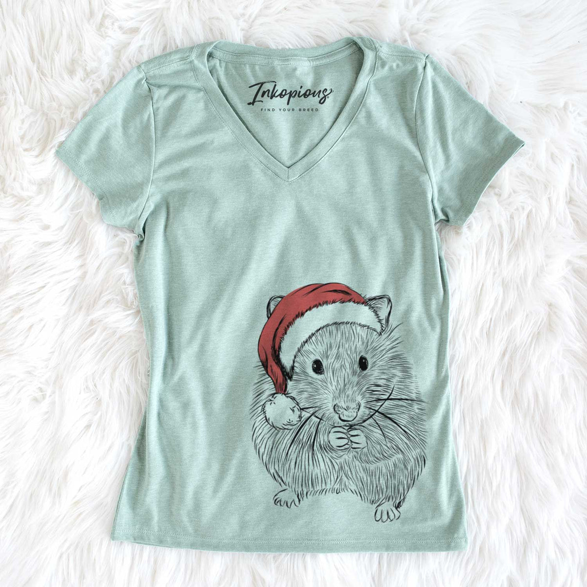 Santa Twitch the Hamster - Women&#39;s V-neck Shirt