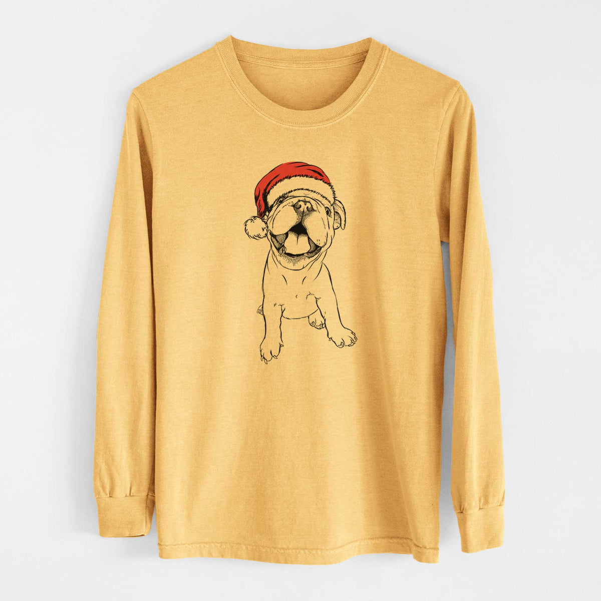 Santa Tyke the English Bulldog - Heavyweight 100% Cotton Long Sleeve